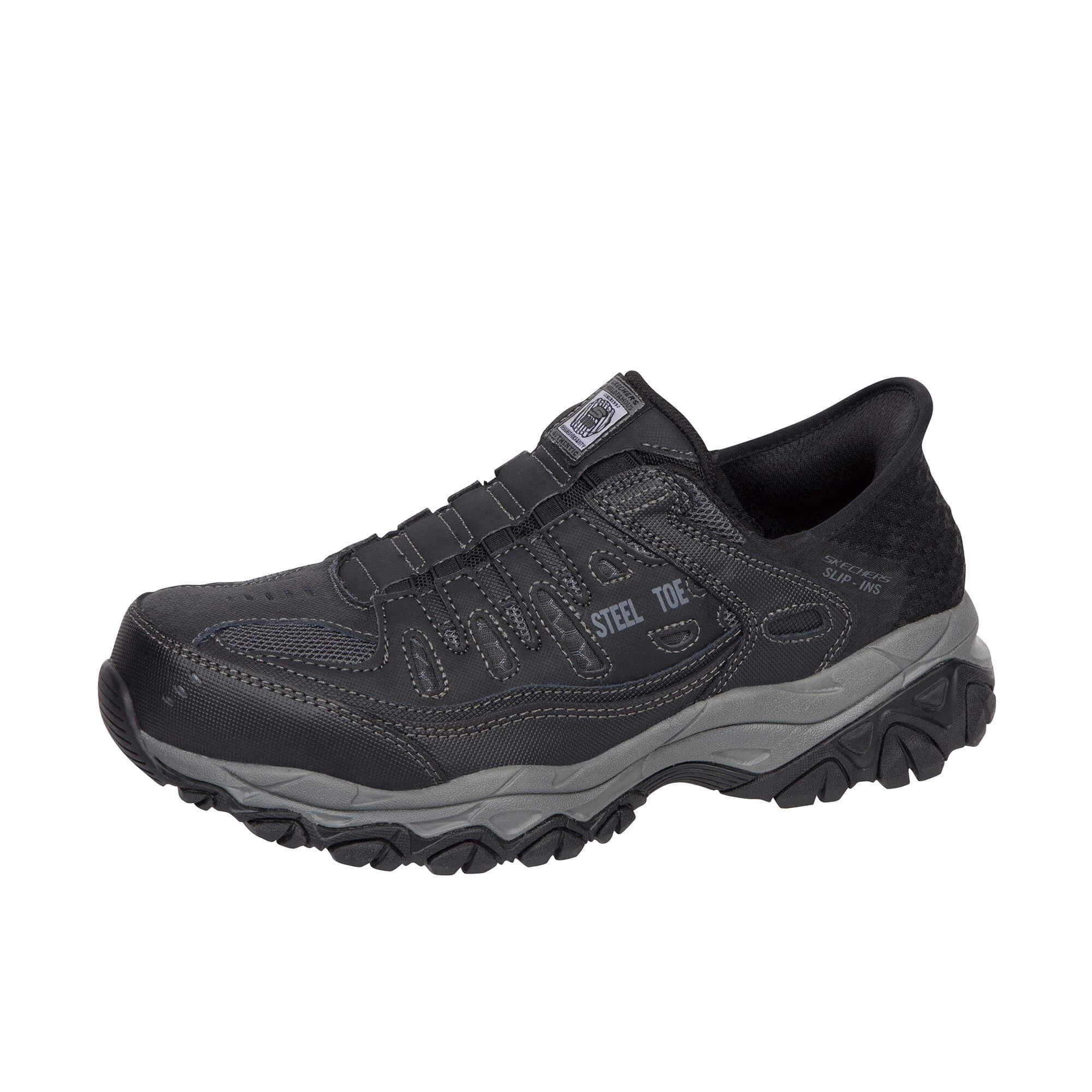 Men's Cankton Faison Slip-On Steel Toe Work Shoes - Black Safety Footwear for Construction, Warehouse & Industrial Work