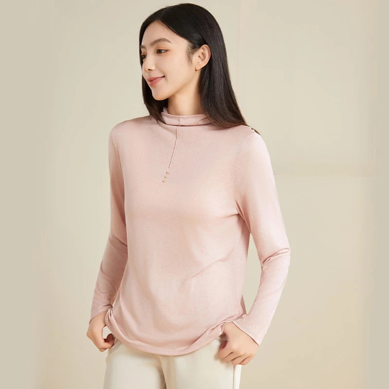 100% Pure Silk Mock Neck Blouse for Women - Elegant & Comfortable Silk Top for Work, Party & Evening Wear