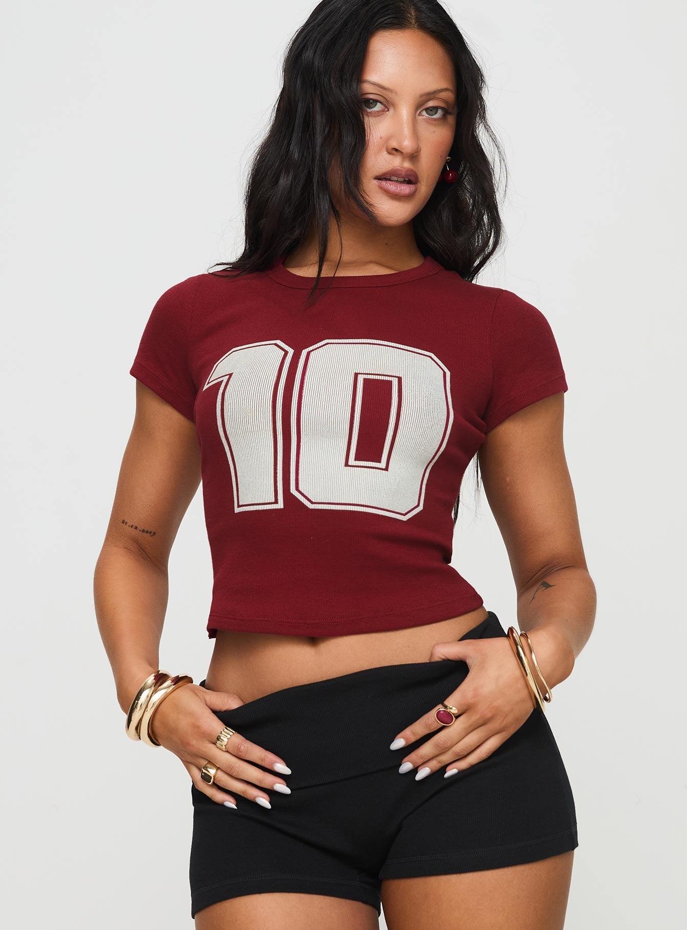 Baseline Rib Tee One Zero Red - Soft Cotton T-Shirt for Men & Women - Perfect for Casual Wear, Gym & Everyday Outfits