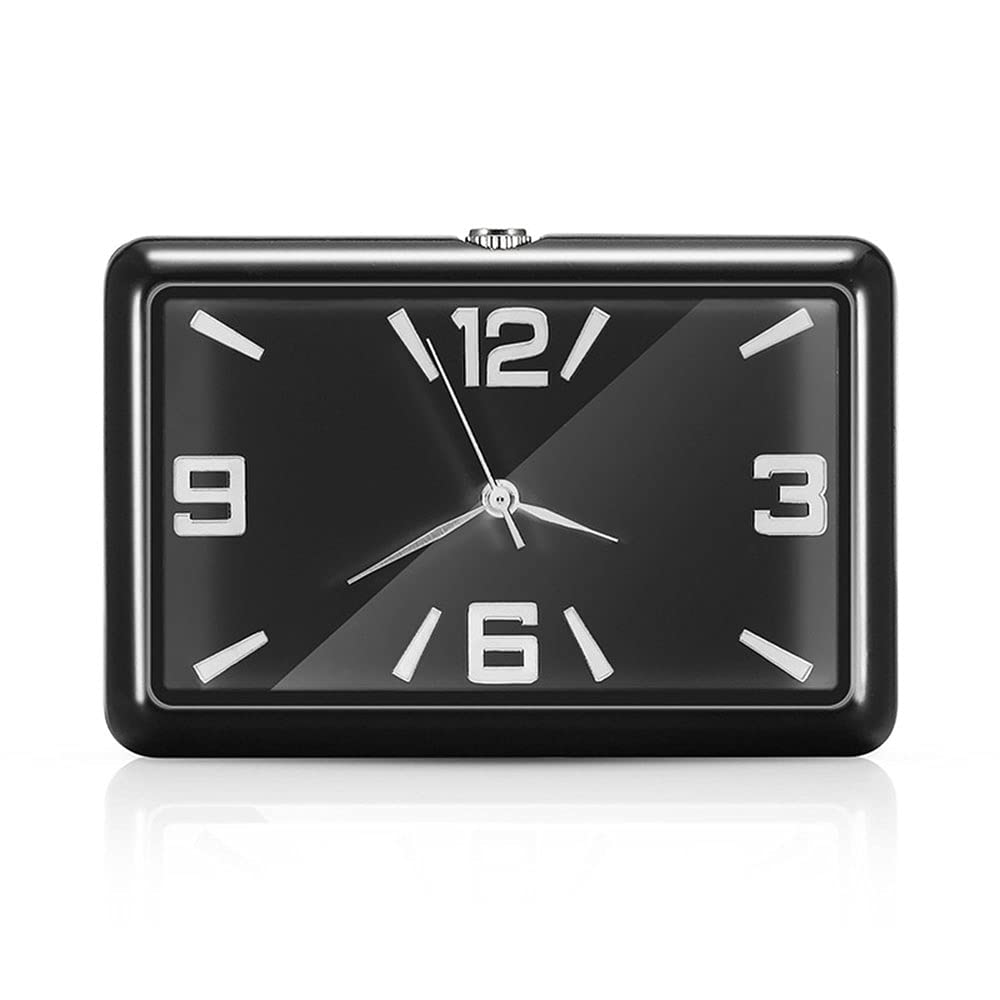 Car Mini Quartz Clock - Black Stick-On Automobile Clock, Portable & Fashionable Car Decoration for Dashboard, Office, and Home Use