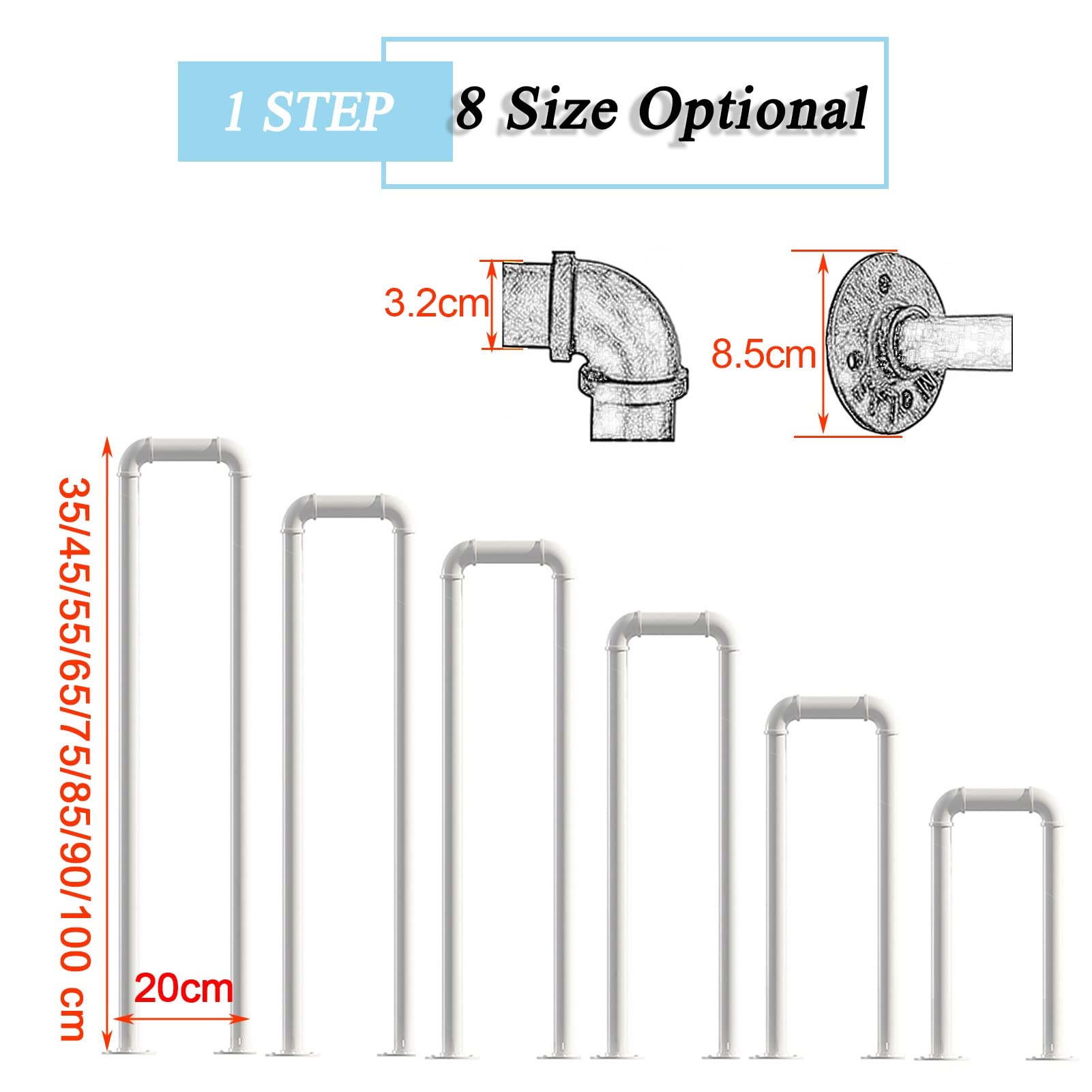 Advap Safety Stair Railing - Outdoor Wrought Iron Handrail for Steps & Decking (2.8 FT, White) | Durable Exterior Step Railing for Home Safety & ADA Compliance | Perfect for Porches, Gardens & Pool Areas