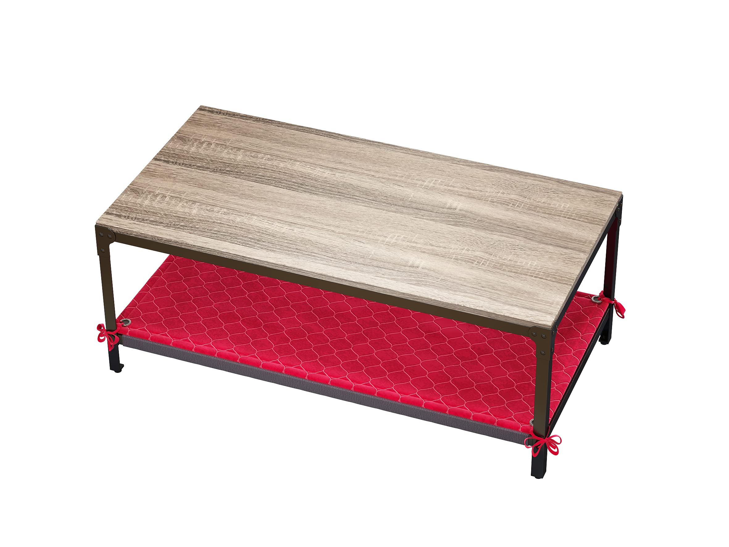 Eco-Friendly Wooden Coffee Table with Removable Pet Mat - 46×23.6×18.3 Inch Multi-Functional Modern Tea Table for Living Room, Easy Assembly Minimalist Design with Metal Frame - Perfect for Pet Owners & Small Space Homes