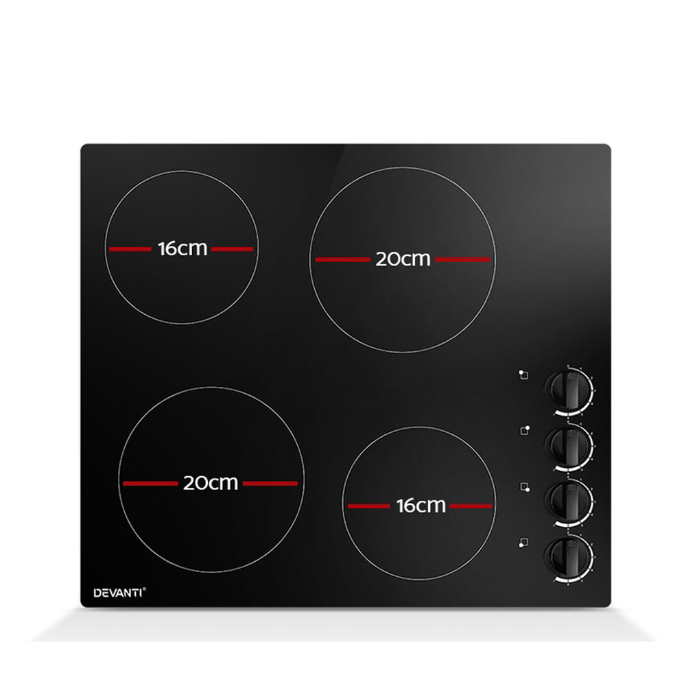 Devanti 60cm Electric Ceramic Cooktop - Fast Heating, Energy Efficient Stove for Modern Kitchens | Perfect for Home Cooking, Baking & Entertaining