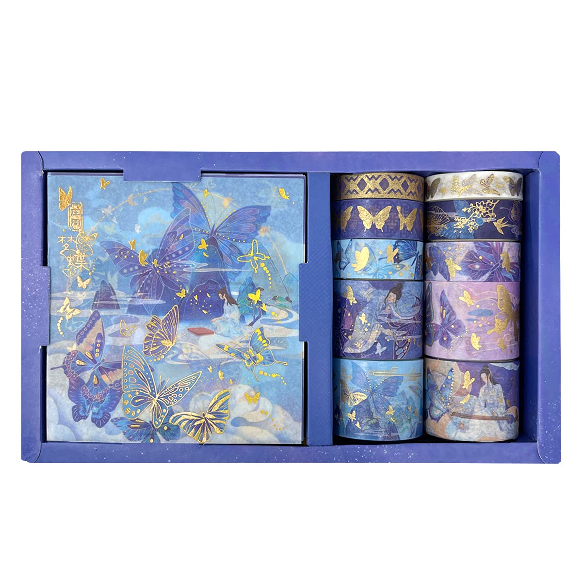 Allydrew Gold Foil Washi Tape & Sticker Set - 10 Rolls & 10 Sheets for Scrapbooking, Journaling, Card Making - Dreamy Butterfly Design - Perfect for DIY Crafts, Bullet Journals, Gift Wrapping & Home Decor
