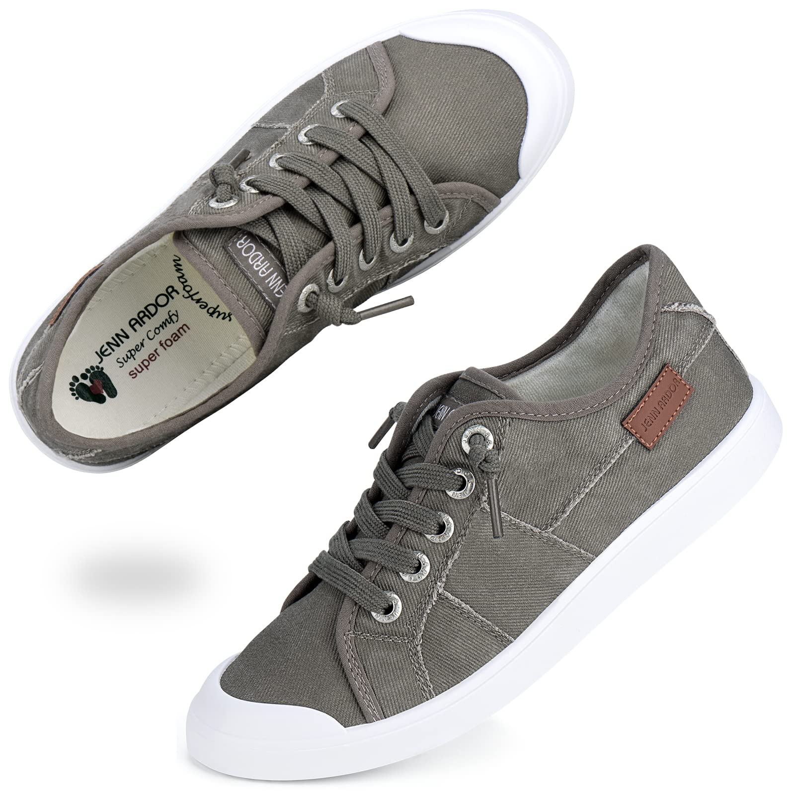 JENN ARDOR Women's Comfortable Canvas Sneakers - Lightweight Slip-On Fashion Shoes for Fall | Stylish Casual Walking Flats | Perfect for Daily Wear, Travel & Outdoor Activities