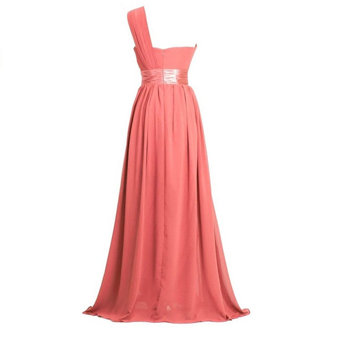 Elegant One Shoulder Chiffon Evening Gown - Women's Floor Length Formal Dress for Weddings, Prom & Special Occasions