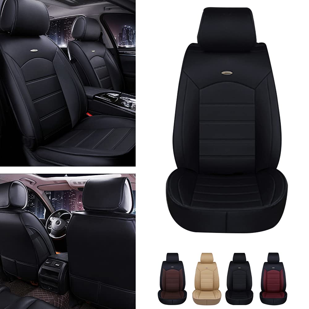 Premium Genuine Leather Car Seat Covers for Mini Cooper S 2-Seat (2012-2015) - Waterproof, Airbag Compatible, Wear-Resistant Front Seat Protectors (Black) | Perfect for Daily Commuting, Road Trips & Luxury Car Interior Protection