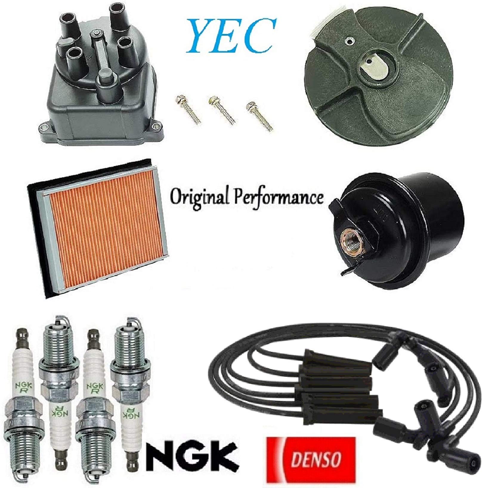 Honda Civic Tune Up Kit - Air Filter, Oil Filter, Fuel Filter, Spark Plugs, Distributor Cap & Rotor for 1996-2000 Civic CX/DX/LX with 1.6L D16Y7 Engine | Complete Engine Maintenance Kit for Smooth Performance & Fuel Efficiency