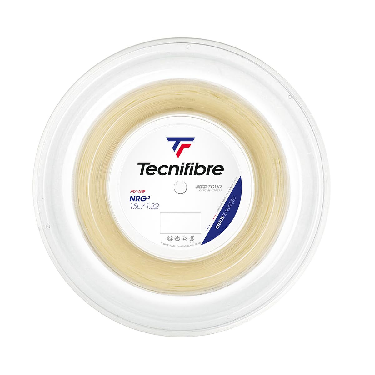 Tecnifibre Hard Tennis Gut N R Z Square 200m Natural String - Premium Tennis Racket String for Professional Players | Perfect for Competitive Matches & Training Sessions