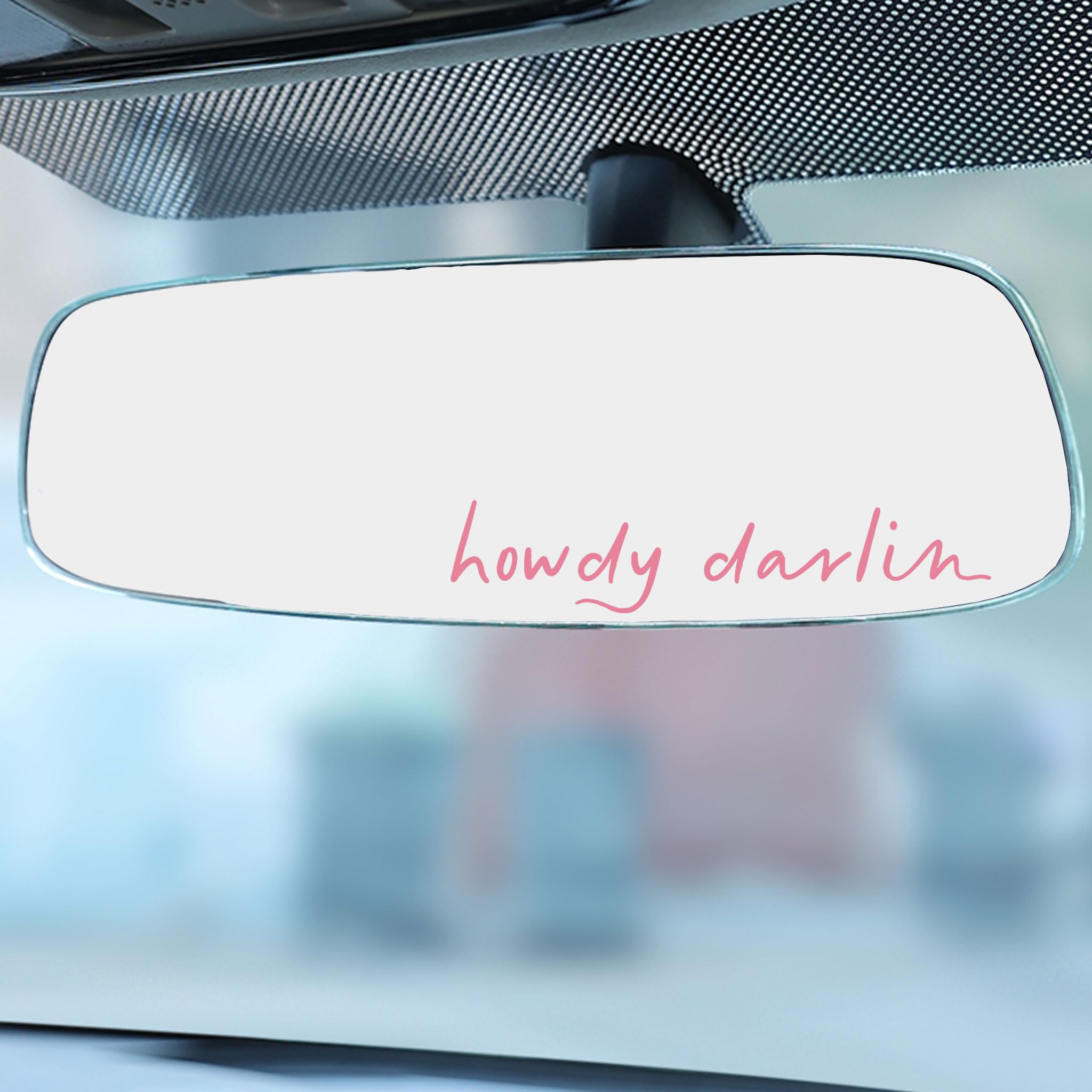 2 Pack Howdy Darlin Car Decals - Western Style Window Stickers with Positive Affirmations for Girls, Pink Mirror Decals for Rear View & Auto Decor - Perfect for Trucks, SUVs and Personalizing Your Vehicle