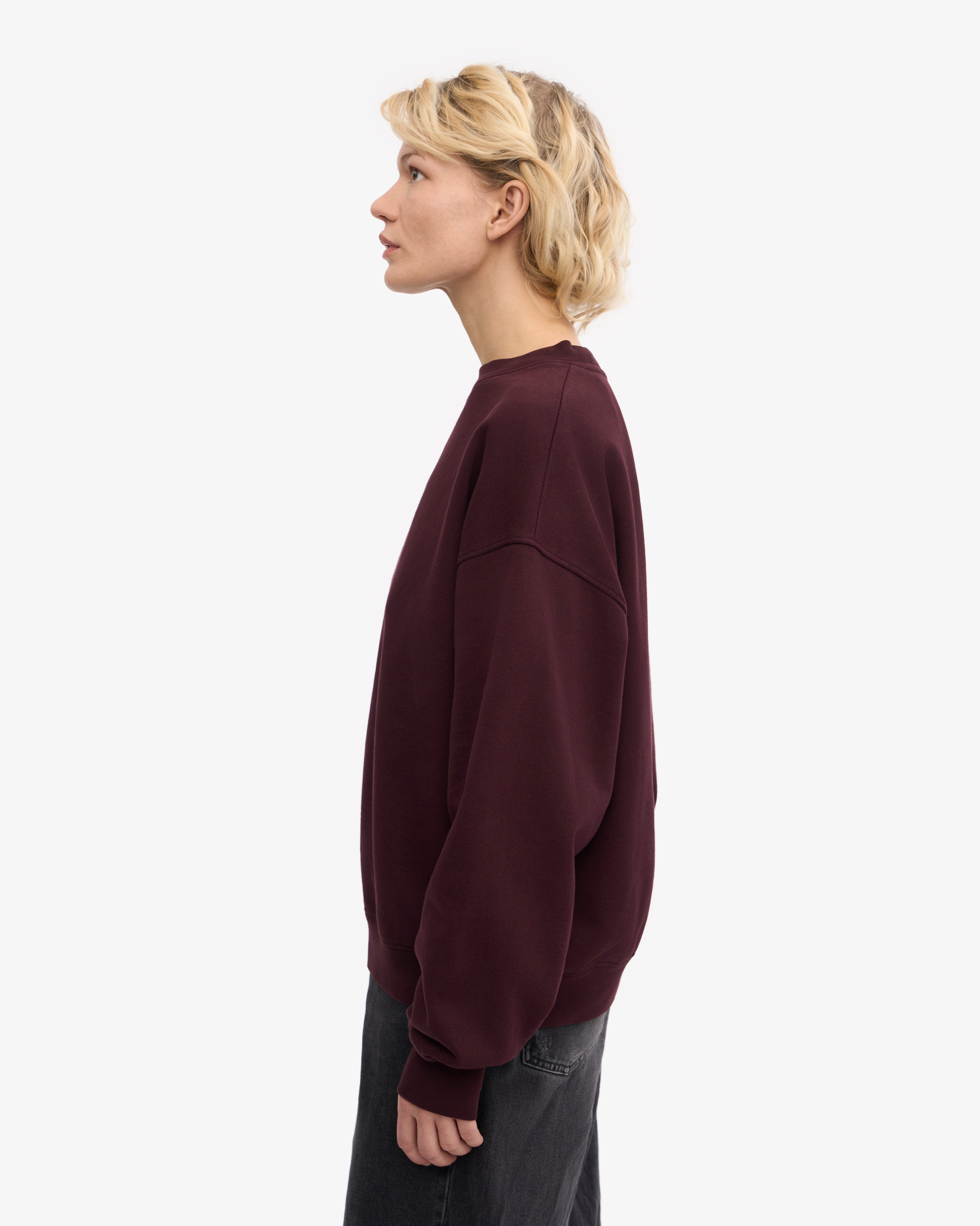 Organic Oversized Crewneck Sweatshirt for Women - Soft & Comfortable Oxblood Red Pullover - Perfect for Casual Wear, Loungewear & Fall Outfits