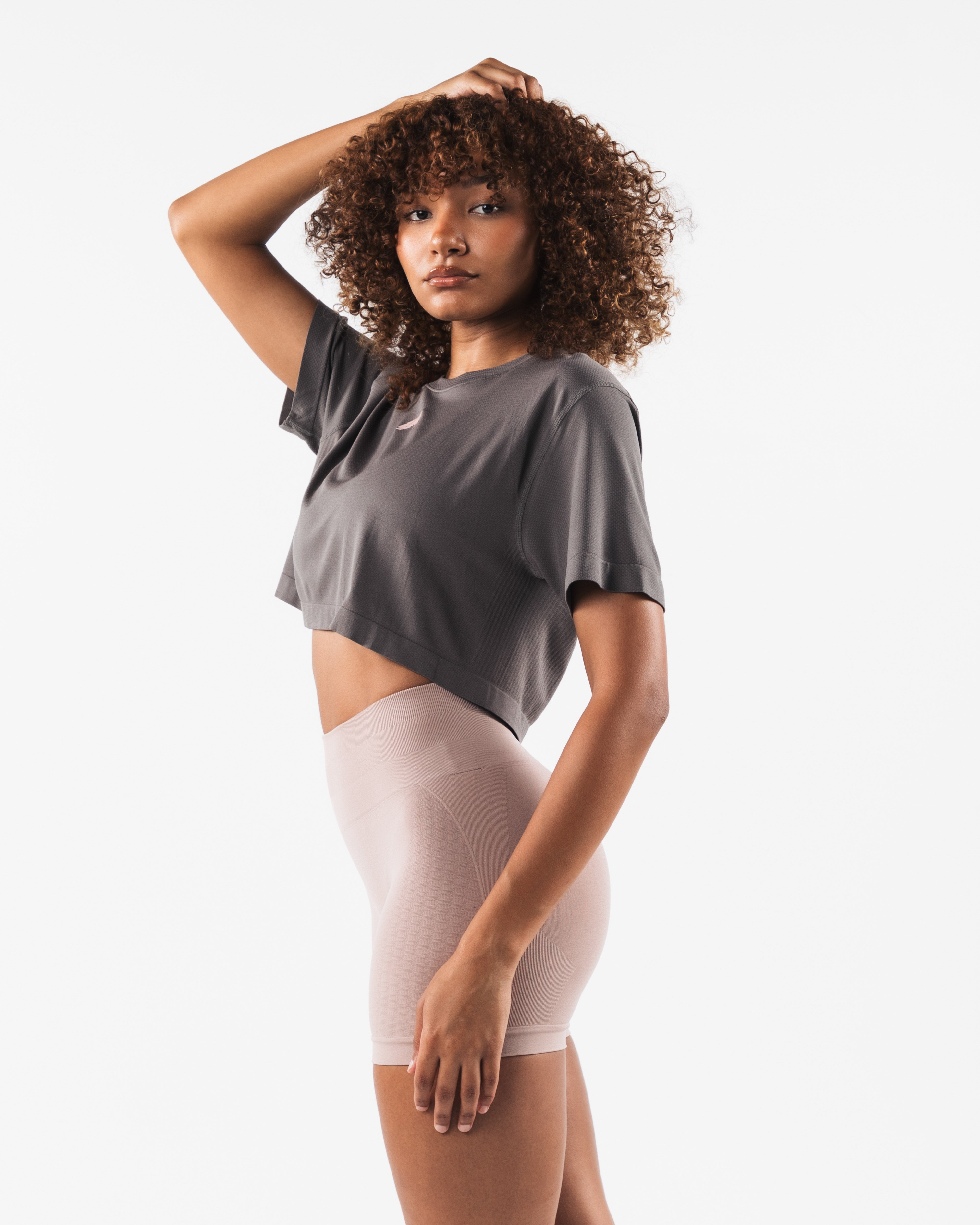Wolf Head Airtech SS Crop Top - Dusty Concrete Color Women's Fitness Workout Shirt for Running, Yoga & Gym