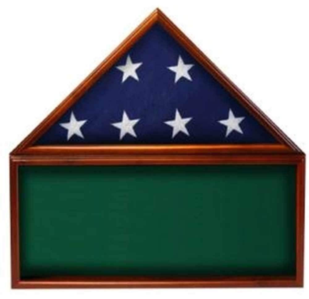 American Flag Memorabilia Display Case with Green Background - Perfect for Collectors, Patriotic Home Decor & Military Tribute Displays