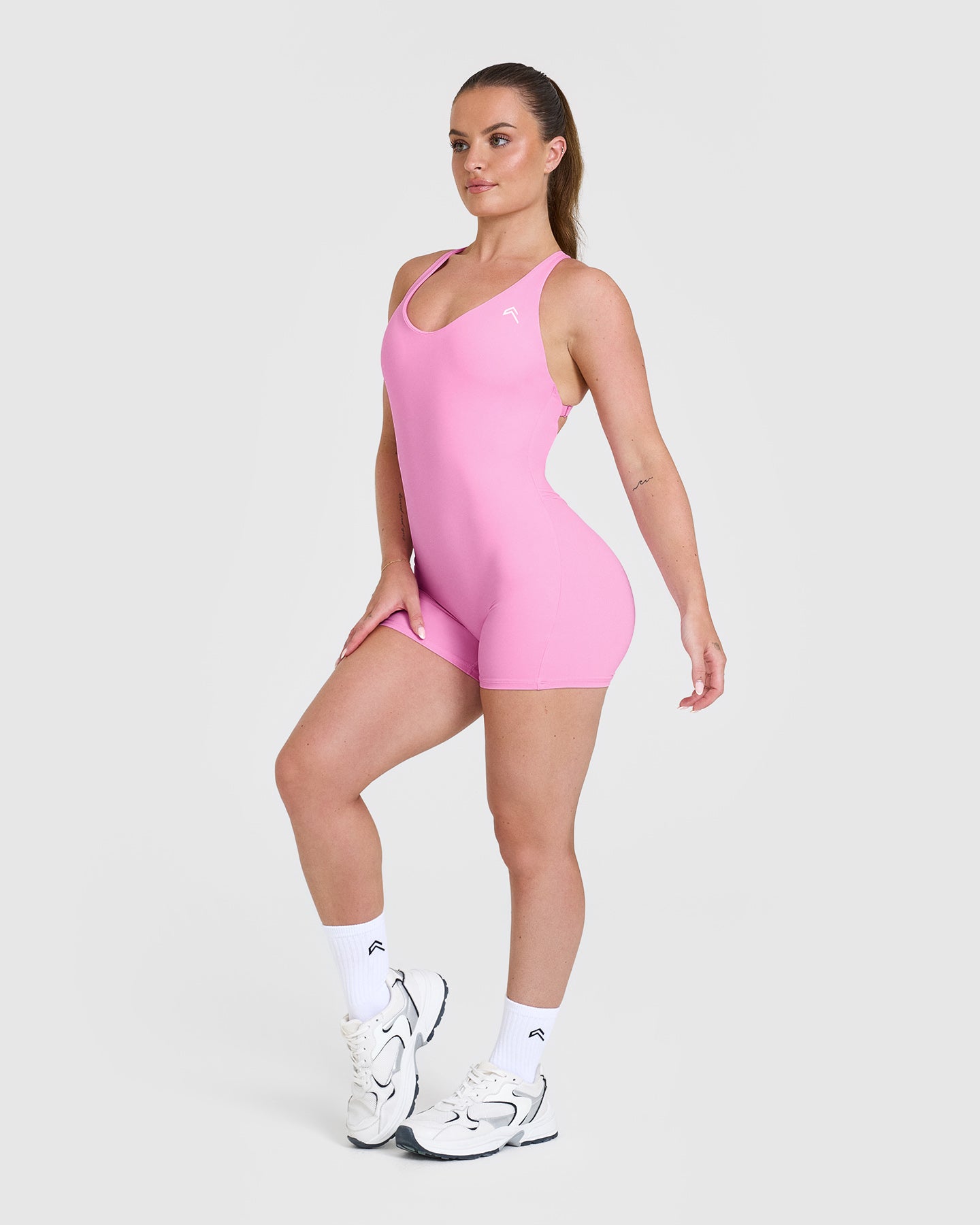 Unified Scoop Back All-In-One 6 | Power Pink Sports Bra for Women - Perfect for Yoga, Running & Gym Workouts
