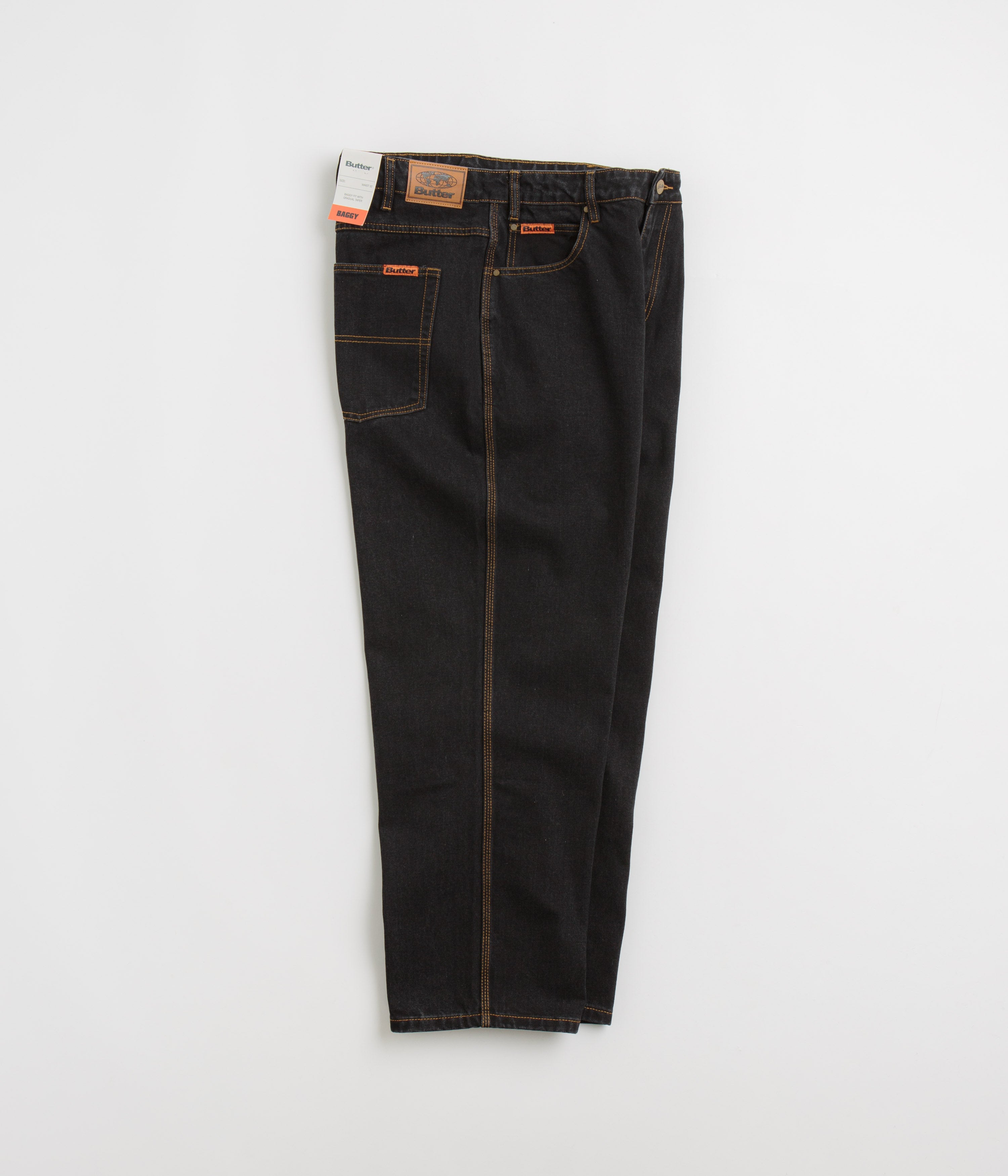 Butter Goods Baggy Jeans for Men - Washed Black & Black Denim | Comfortable Loose Fit Streetwear Pants for Casual Wear & Urban Fashion