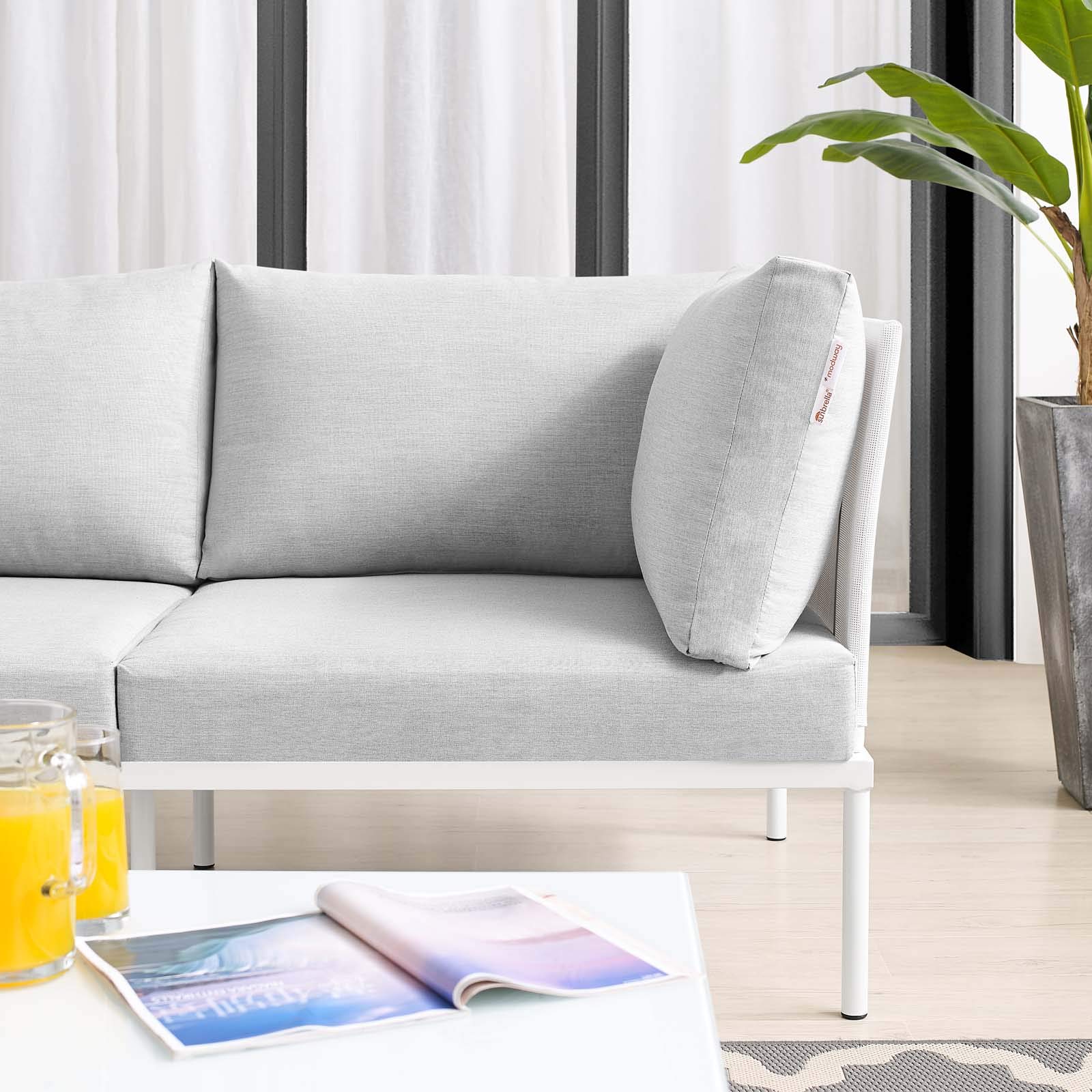 Modway EEI-4963-WHI-GRY Harmony Outdoor Patio Aluminum Loveseat - White & Gray Modern Garden Furniture for Backyard, Poolside & Patio Relaxation