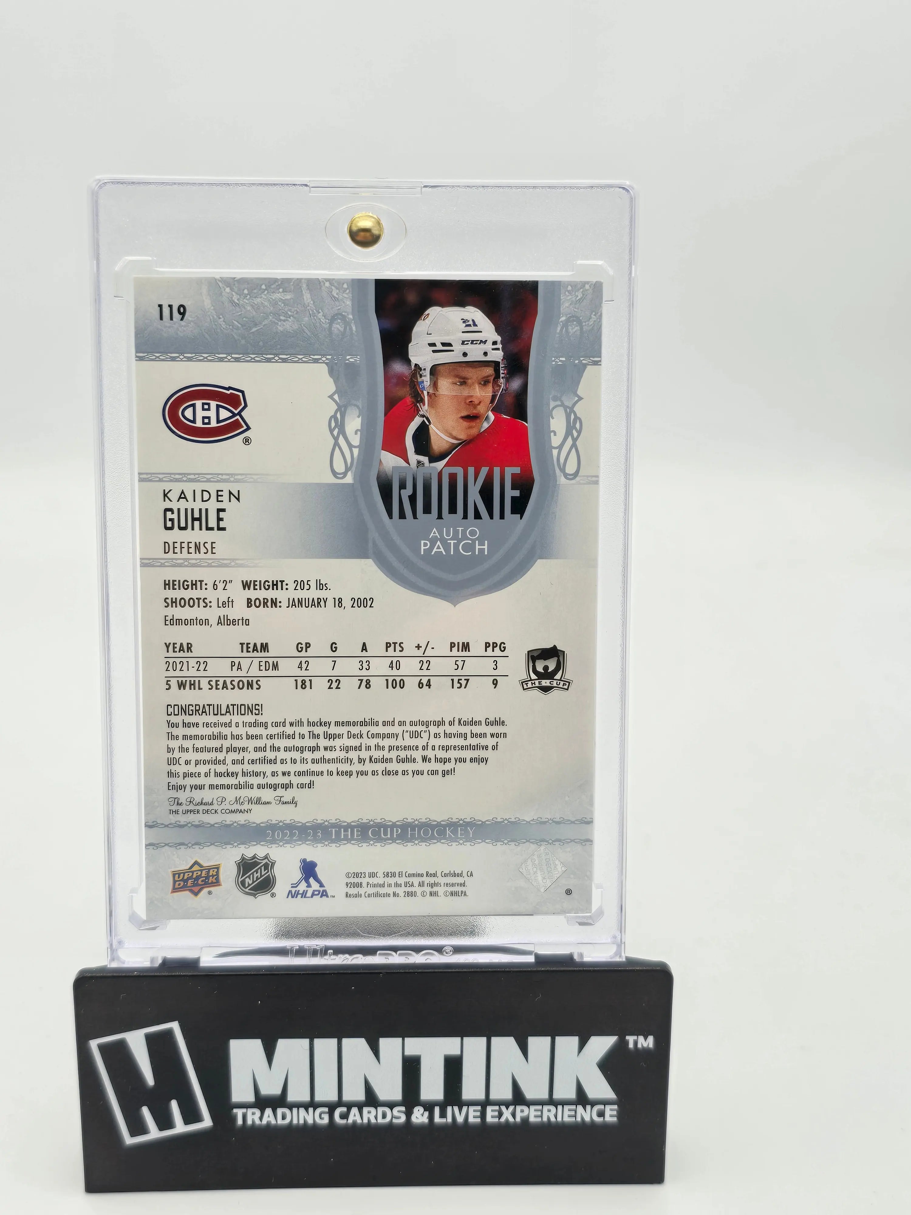 2022-23 Upper Deck The Cup Kaiden Guhle Rookie Patch Autograph Hockey Card /249 - Collectible NHL Memorabilia for Hockey Fans & Card Collectors