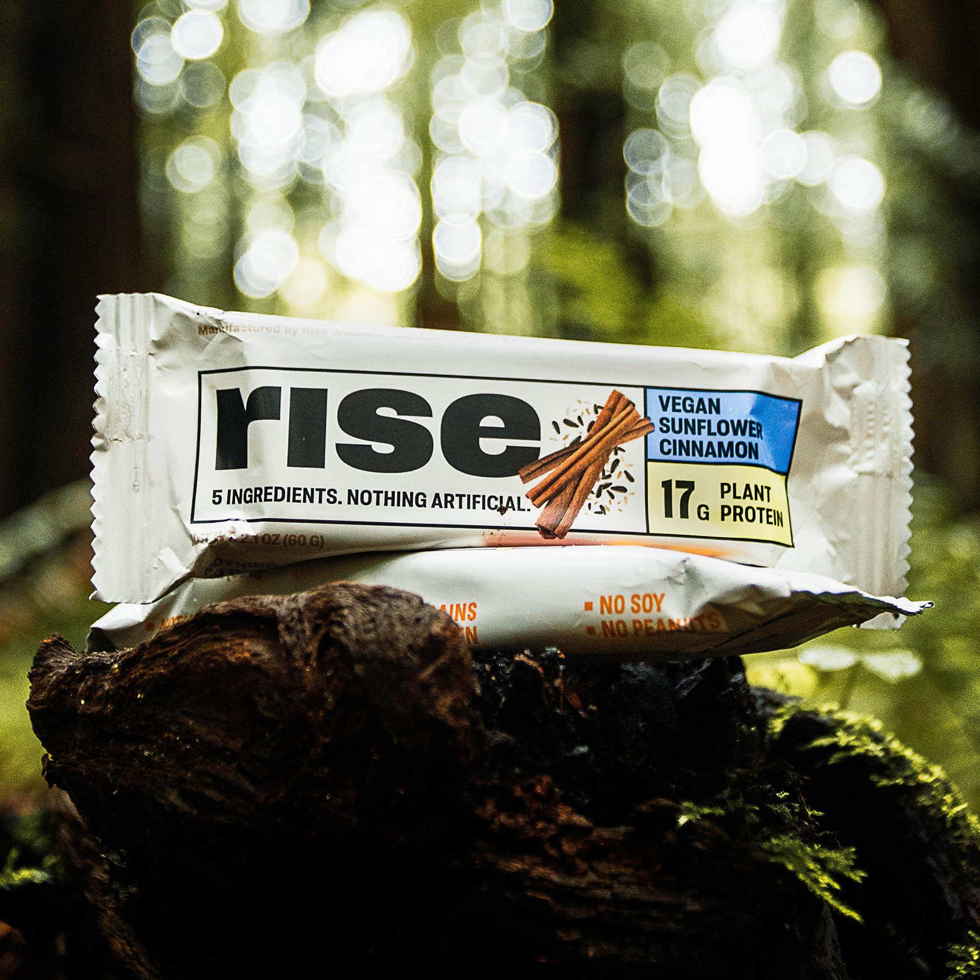 Rise Pea Protein Bar - Vegan Sunflower Cinnamon | High Protein Snack Bar with 17g Plant-Based Protein, Only 5 Whole Food Ingredients, Non-GMO, Gluten-Free, Soy-Free | Perfect for Breakfast, Post-Workout & Healthy On-the-Go Snacking