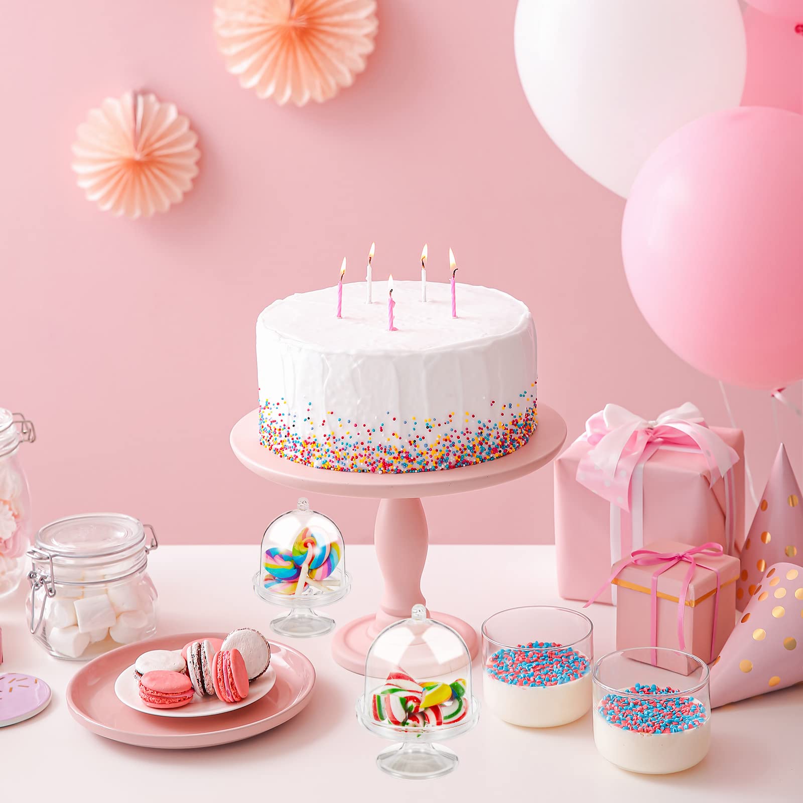 48-Piece Clear Mini Plastic Cupcake Stand with Lid - Round Cake Holder for Desserts, Candy & Chocolate Display - Perfect for Parties, Weddings & Bakery Showcases
