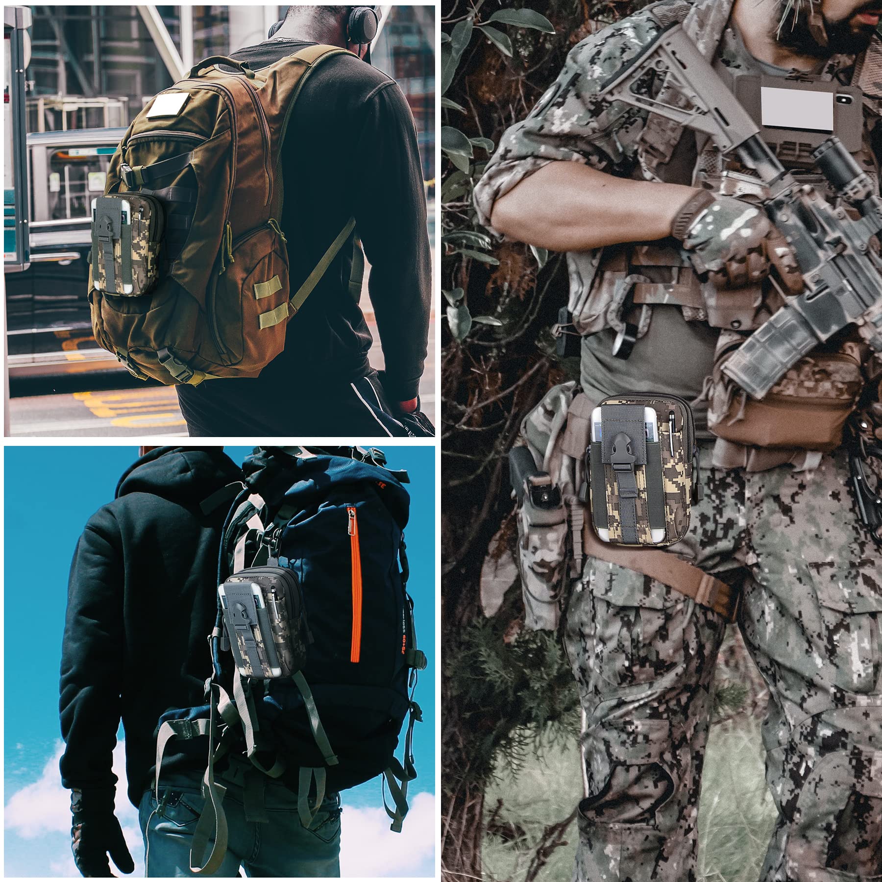 IronSeals Tactical MOLLE Pouch - Compact Utility Waist Bag & Phone Holster for iPhone 15 Pro Max/15 Pro/14 Plus/14 Pro Max/14/13 Pro Max/13 Pro/12 Pro Max/11 Pro Max (4.7
