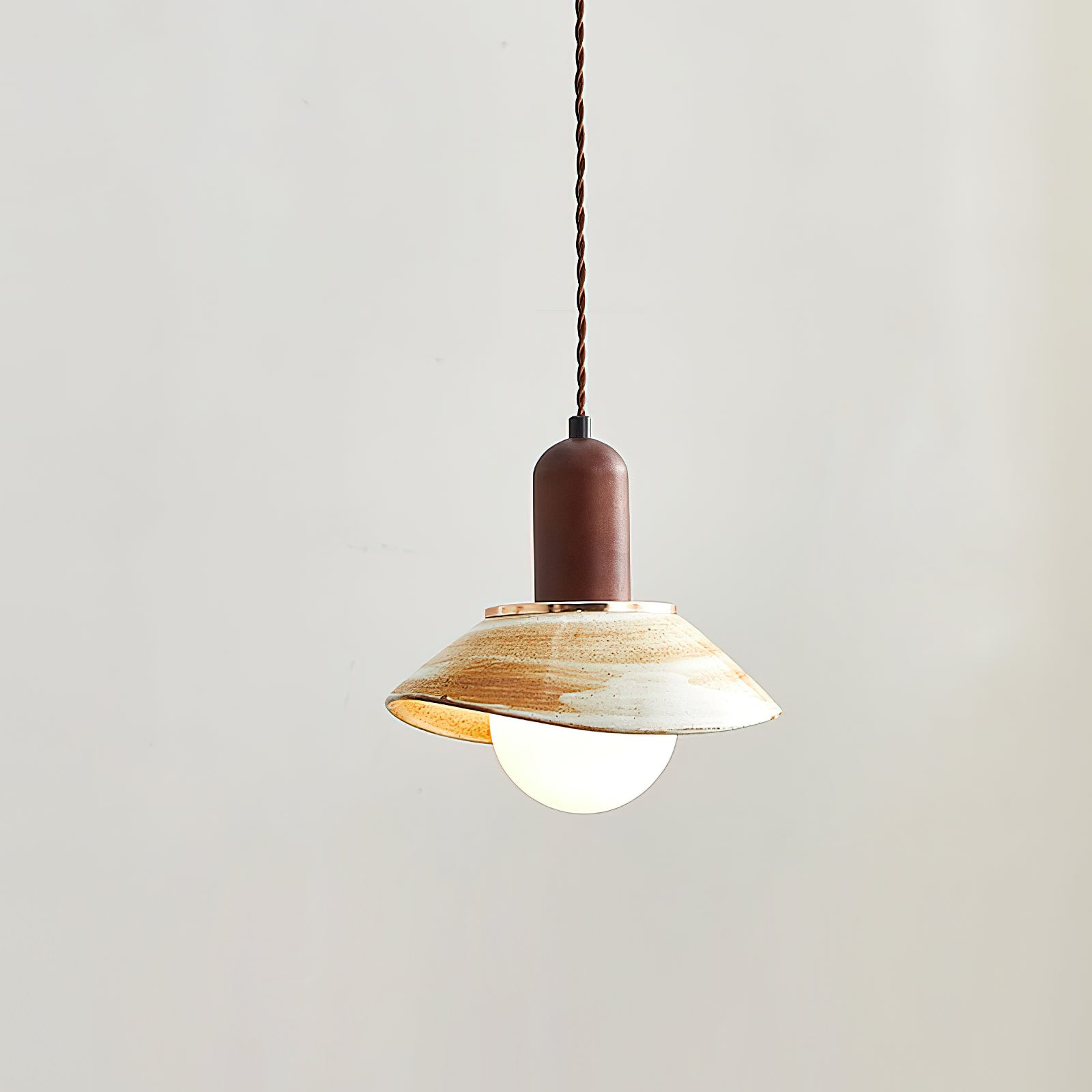 Handmade Ceramic Pendant Light with Cup Lid Design - Modern Boho Ceiling Fixture for Kitchen, Dining Room & Cafe Decor