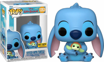 Disney Lilo & Stitch Pop! Vinyl Figure - Stitch with Turtle #1353 | Funko Collectible Toy for Disney Fans, Perfect for Display, Gifts & Home Decor
