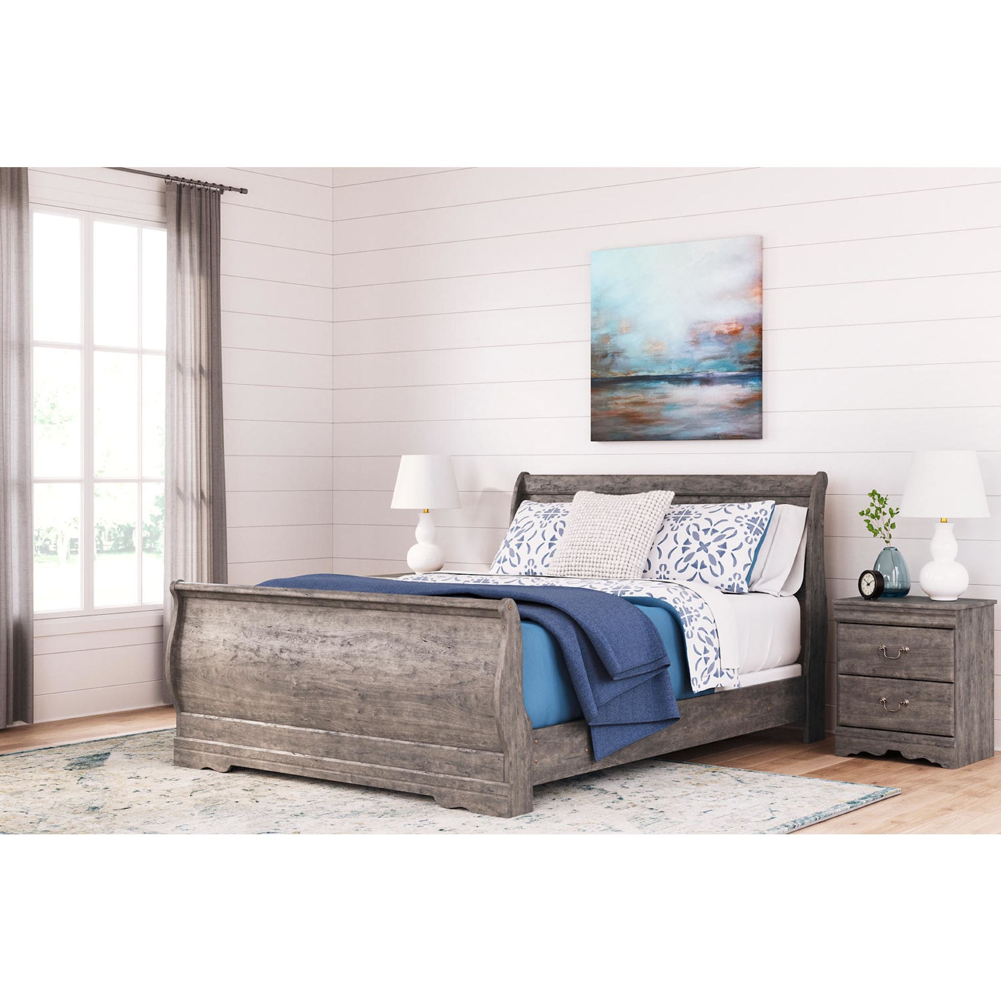 Bayzor 5-Piece King Size Bedroom Set in Gray - Modern Bed Frame, Nightstands & Dresser for Master Bedroom Decor