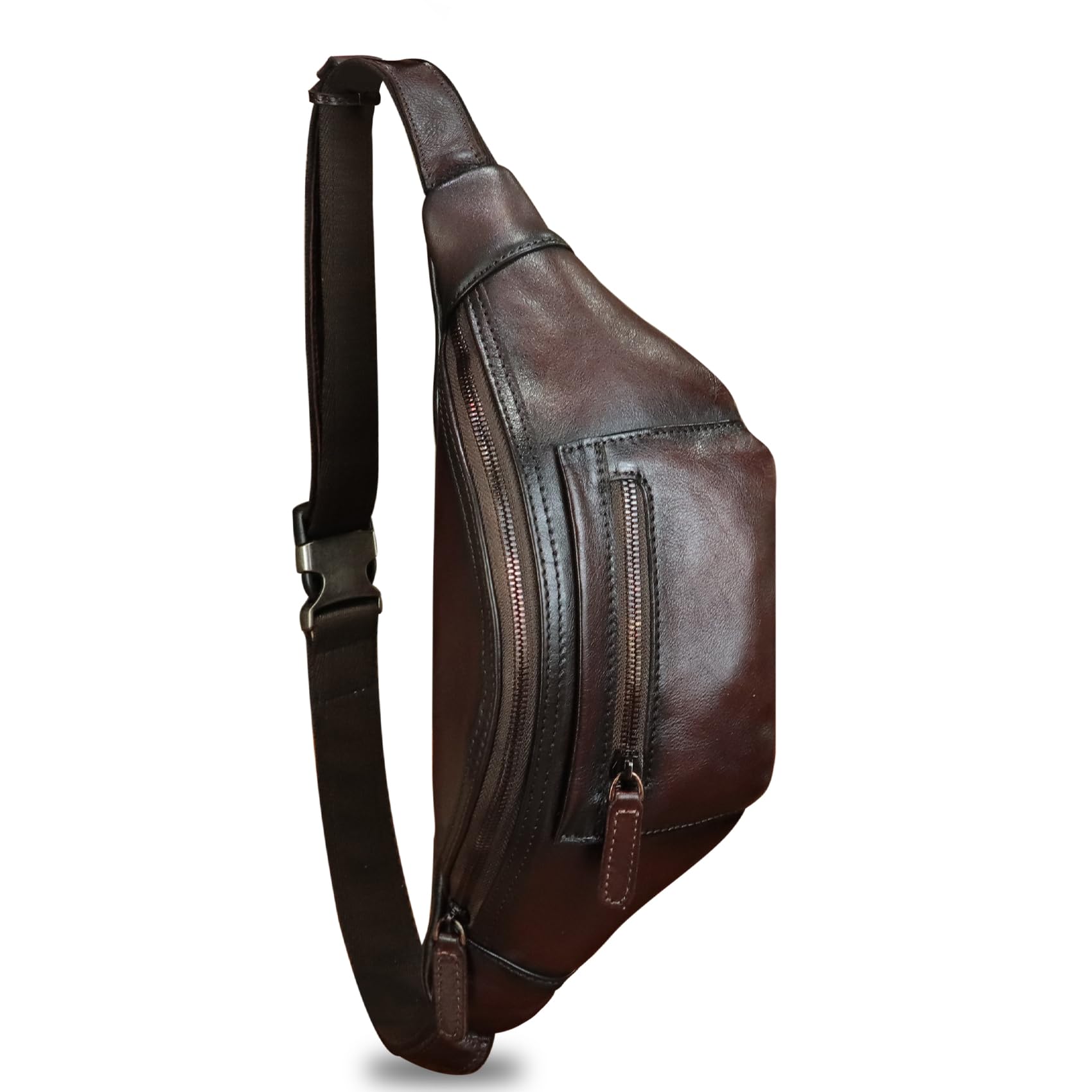 Vintage Genuine Leather Fanny Pack for Men & Women - Handmade Leather Waist Bag, Sling Backpack, Crossbody Purse (Coffee) - Perfect for Travel, Hiking & Everyday Use