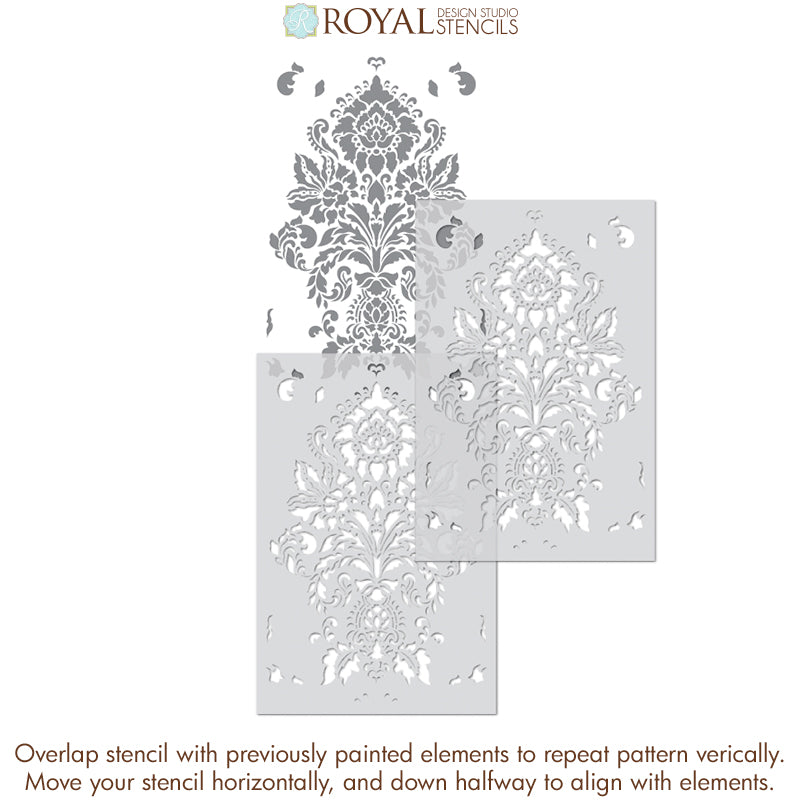 Antoinette Damask Wall Stencil - Reusable DIY Painting Template for Home Decor, Vintage Floral Pattern - Perfect for Bedroom, Living Room & Nursery Accent Walls