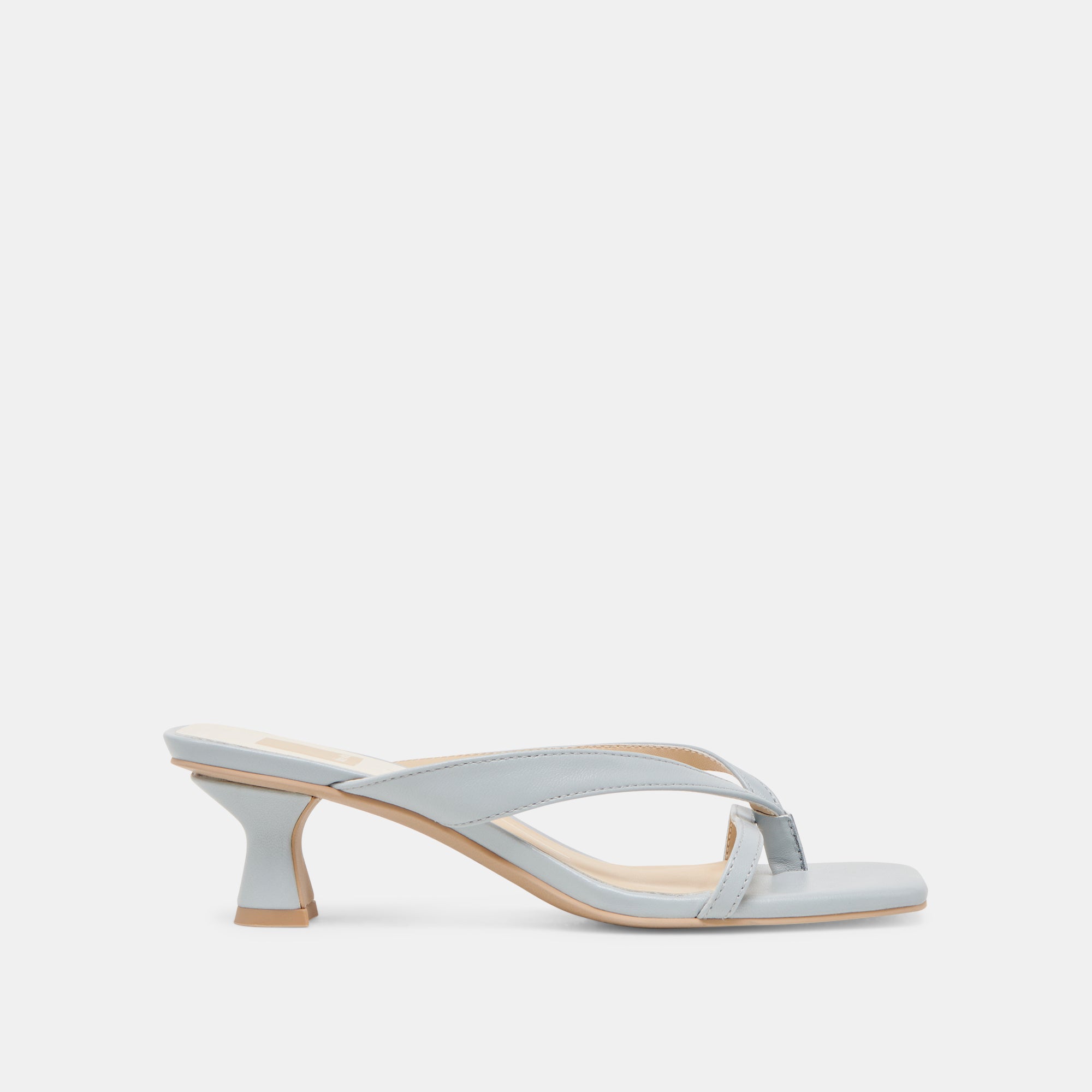 BREVEL Wide Heels - Light Blue Leather Women's Shoes for Comfort & Style | Perfect for Office, Parties & Weddings