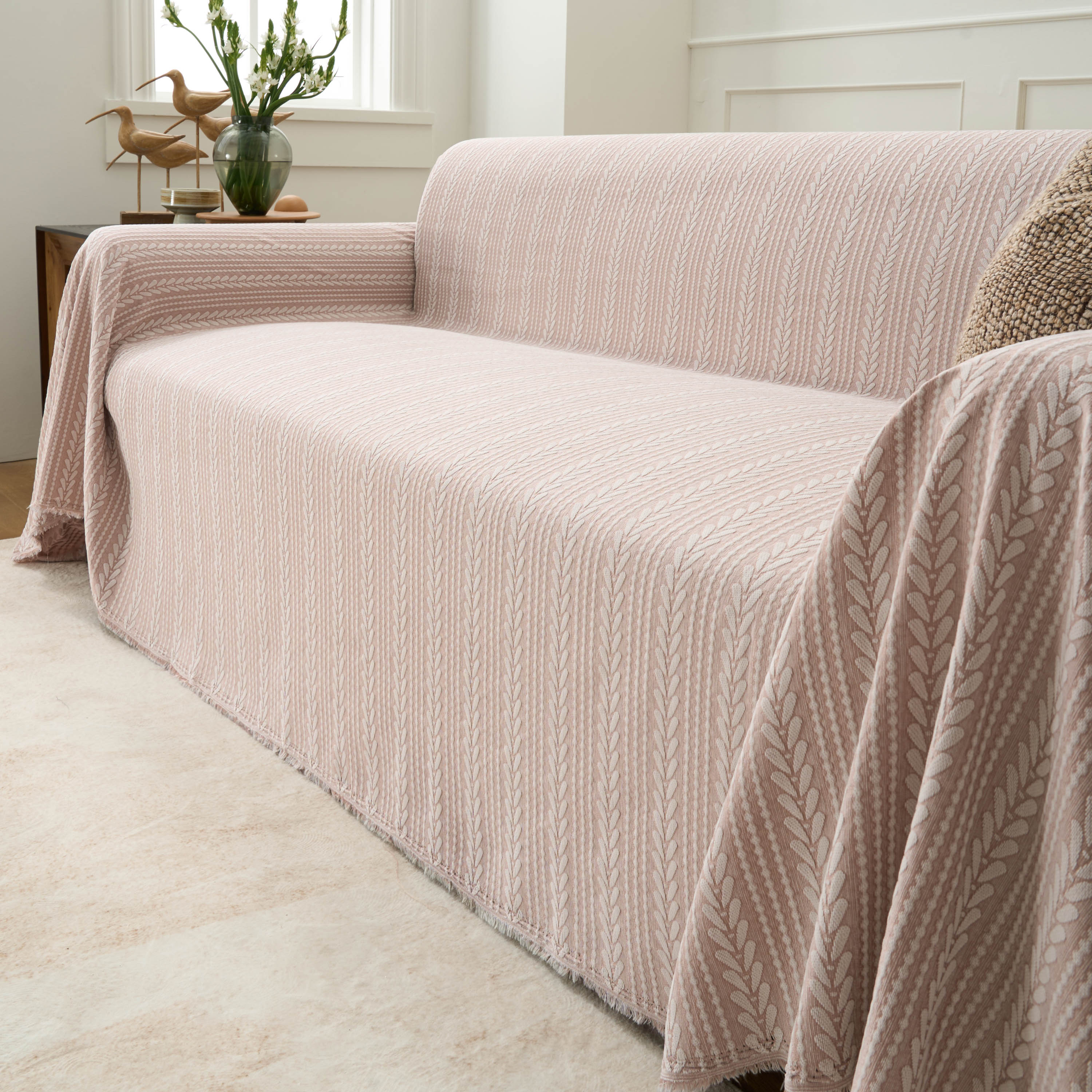 Pet Friendly Extra Large Sofa Cover - Breathable Botanical Breeze Fabric for Dogs & Cats - Perfect for Living Room Furniture Protection