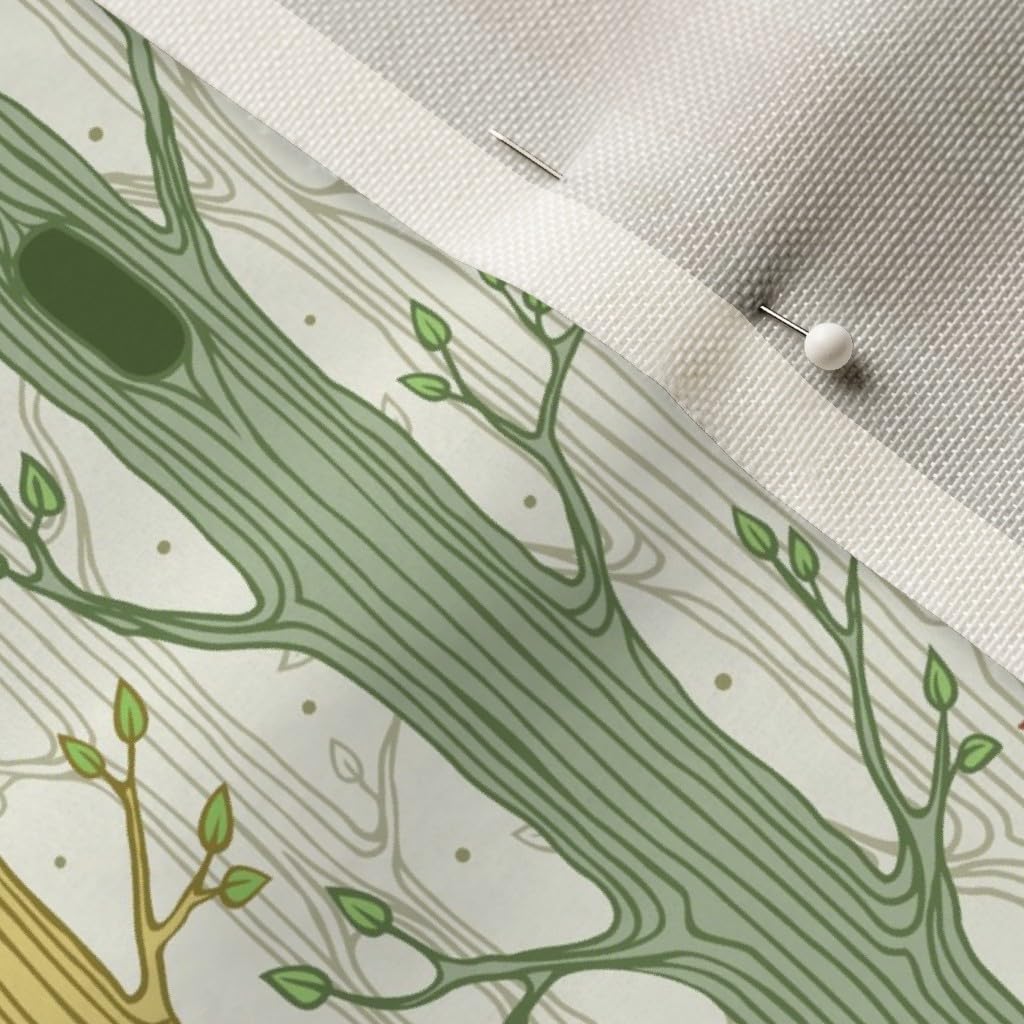 Spring Forest Woodland Green Nursery Fabric - Gender Neutral Nature Trees Printed Velvet Upholstery Fabric by The Yard | Home Decor, Apparel & DIY Projects for Nursery, Curtains, Pillows & Clothing