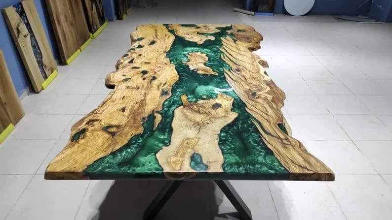 Custom Epoxy Resin Dining Table for 2-8 People - Handmade Wood & River Design Coffee Table - 36