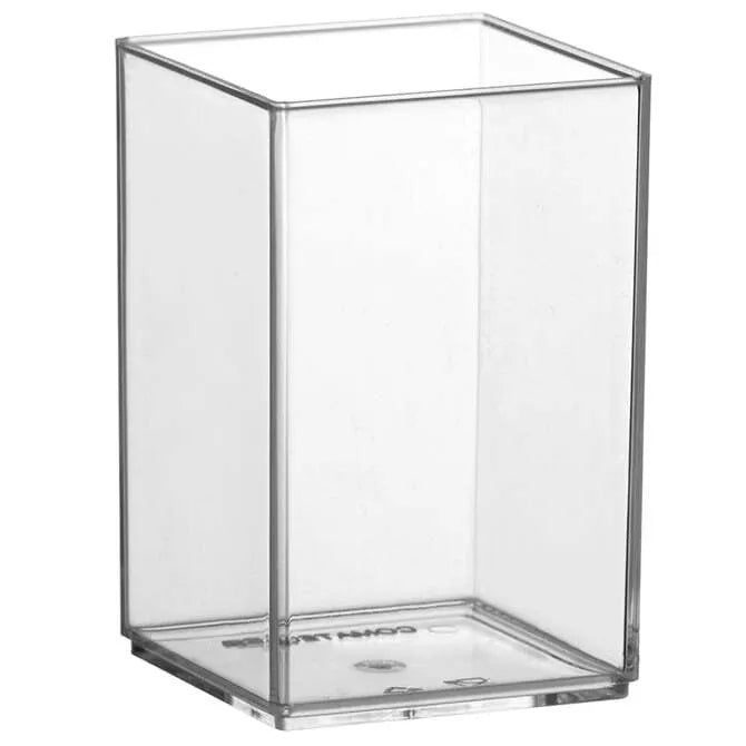 Comatec Square Stackable Glass 2.5oz - Clear Small Drinking Glasses for Juice, Whiskey & Cocktails - Perfect for Home, Bar, Restaurant & Party Use