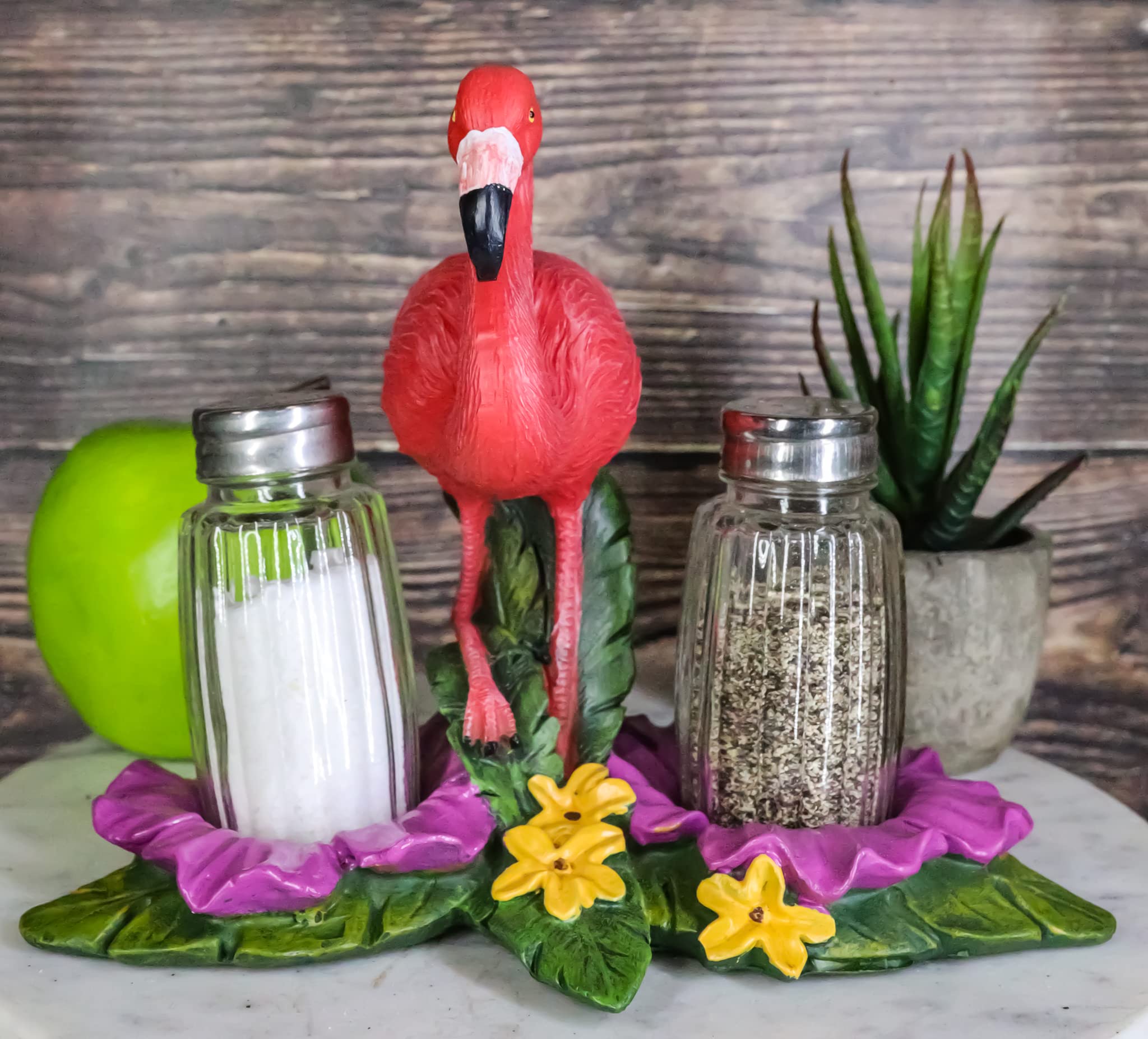 Ebros Tropical Paradise Pink Flamingo Salt and Pepper Shakers Set with Glass Containers - 7.25