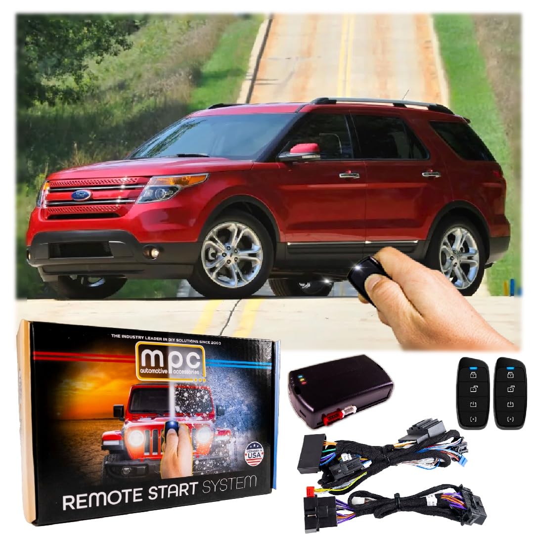 MPC 4-Button Remote Start System for 2011-2015 Ford Explorer | Plug & Play T-Harness | 2 Extended Range Remotes (3000ft) | Preloaded Firmware | US Support | Perfect for Cold Weather & Secure Vehicle Access