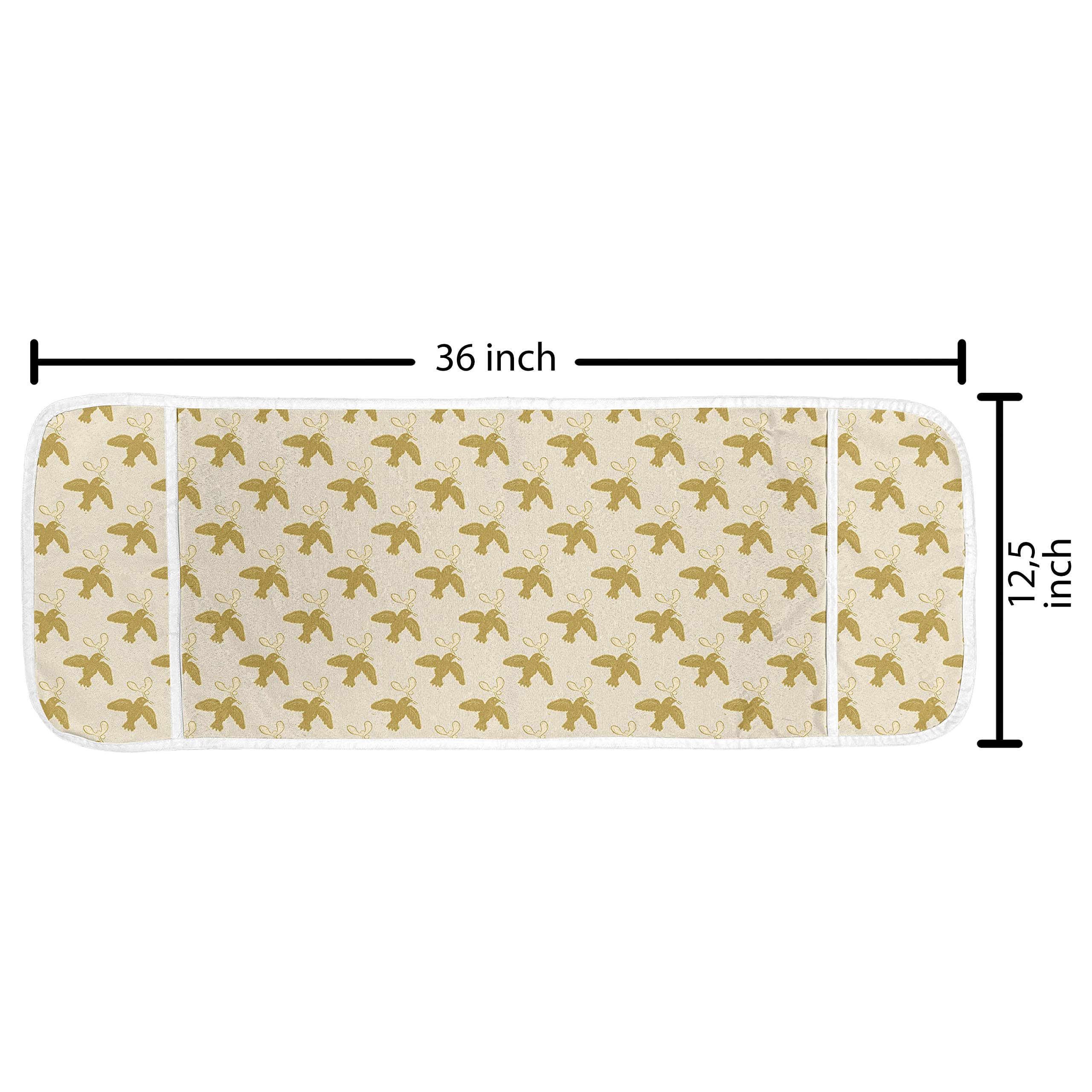 Ambesonne Microwave Oven Cover - Grunge Style Flying Bird & Mistletoe Nature Design, Waterproof Kitchen Organizer with Pockets, 36x12 Inches, Pale Coffee Champagne - Perfect for Protecting Appliances & Organizing Kitchen Essentials