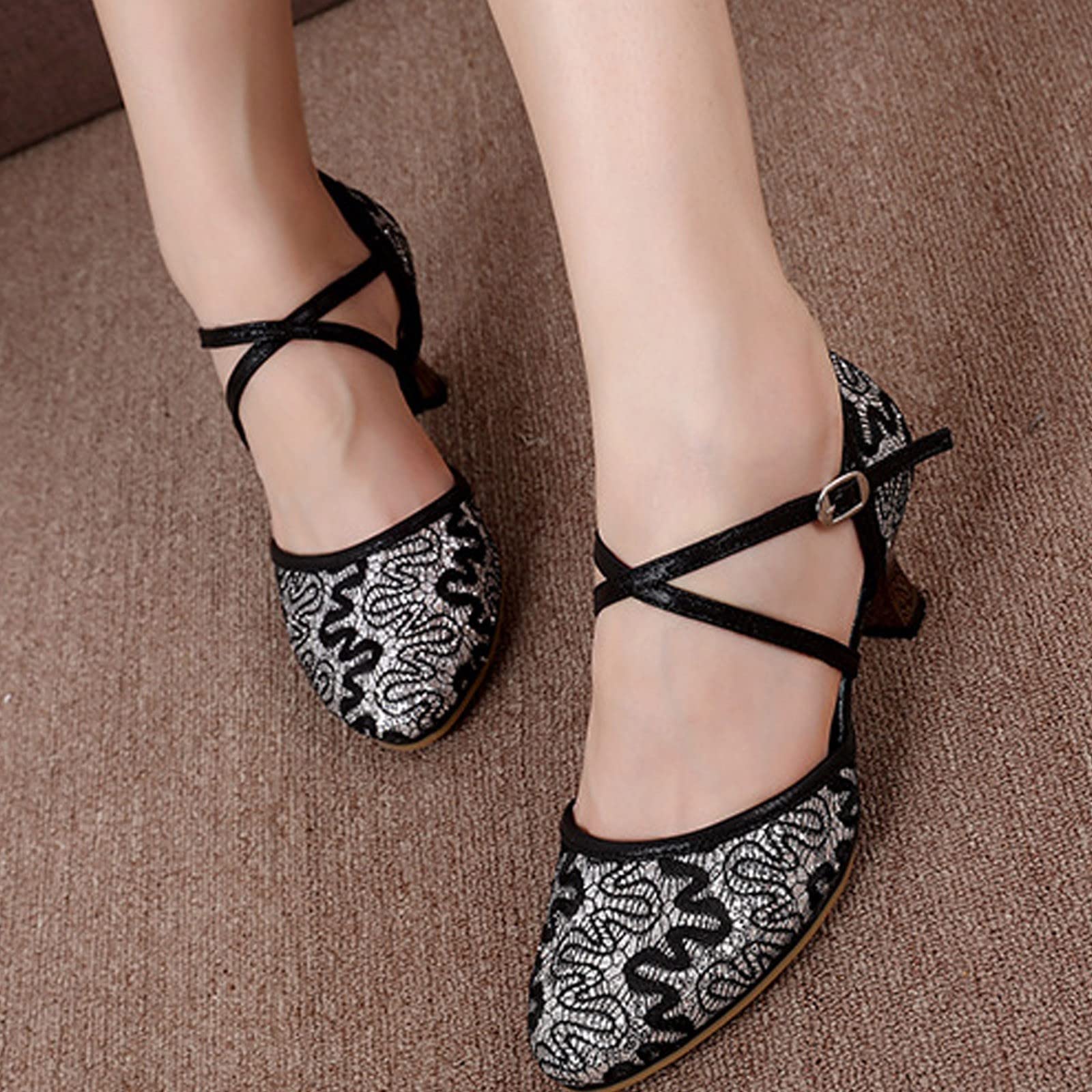 Women's Comfortable Heeled Dance Sandals with Sequins - Latin Ballroom Prom Shoes for Women | Perfect for Salsa, Tango & Wedding Parties