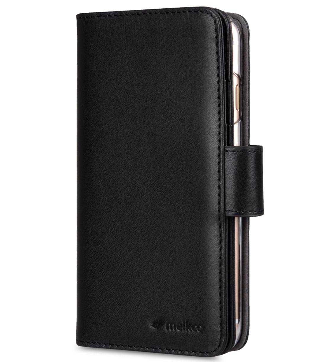 Premium Leather Wallet Case for Apple iPhone 8 & iPhone 7 (4.7 Inch) - Slim Book Style with Card Slots - Elegant Black - Perfect for Business & Everyday Use