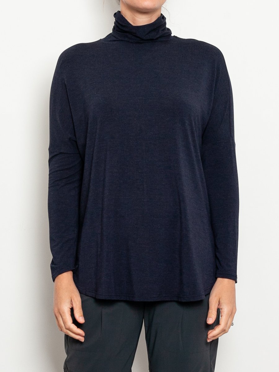 Tani Marle Women's Swing Turtle Neck Top - Soft Stretch Casual Long Sleeve Blouse for Work, Date Night & Fall Layering