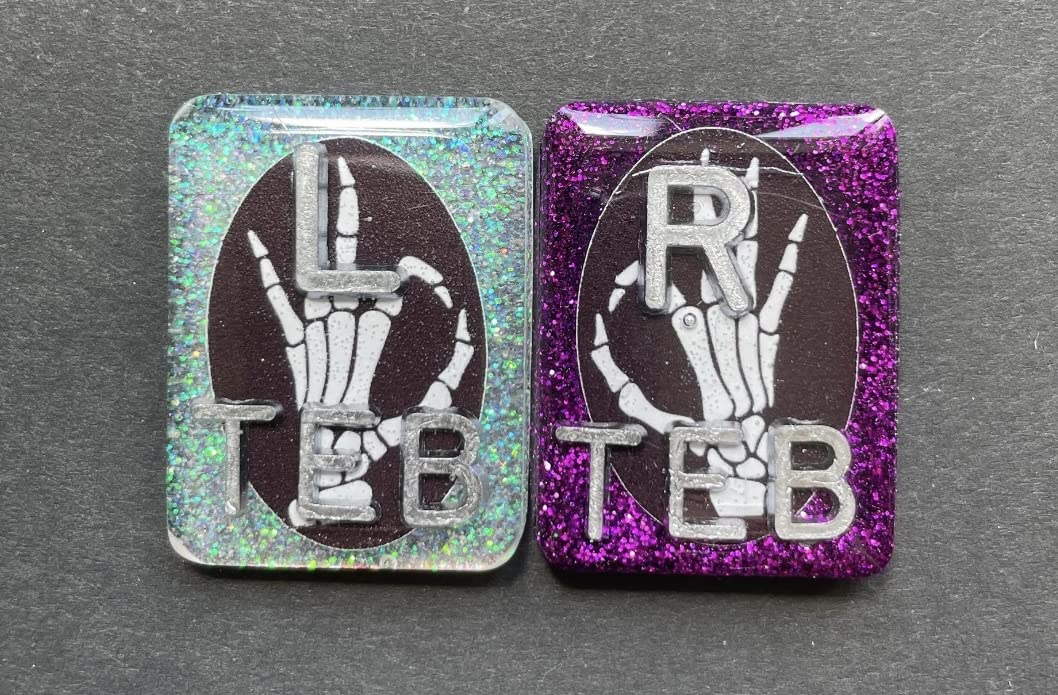 Skeleton Hand X-ray Markers - Personalized Rectangle Glitter Markers with 2-3 Initials - Perfect for Radiologists, Medical Students & Halloween Decor