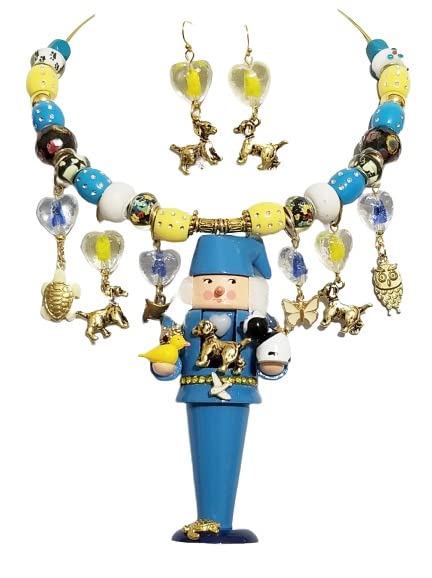 Vintage Frieda the Animal's Friend Nutcracker Pendant - Handmade Christmas Jewelry Set with Necklace & Earrings - Perfect for Holiday Gifts, Christmas Parties and Festive Outfits