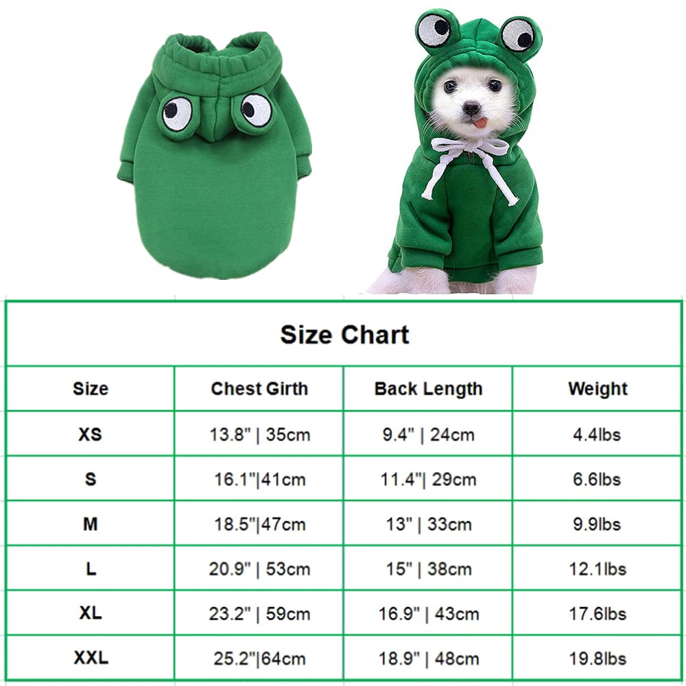 Green Frog Dog Costume for Small Dogs - Christmas & Halloween Pet Outfits, Puppy Hoodie for Yorkie, Chihuahua, Pomeranian (XS) - Perfect for Holiday Photos & Pet Parties