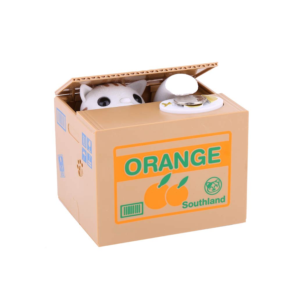 Zerone Automatic Coin Cat Box - Fun Money Bank for Kids with Coin-Stealing Feature | Perfect for Savings, Gifts & Playtime