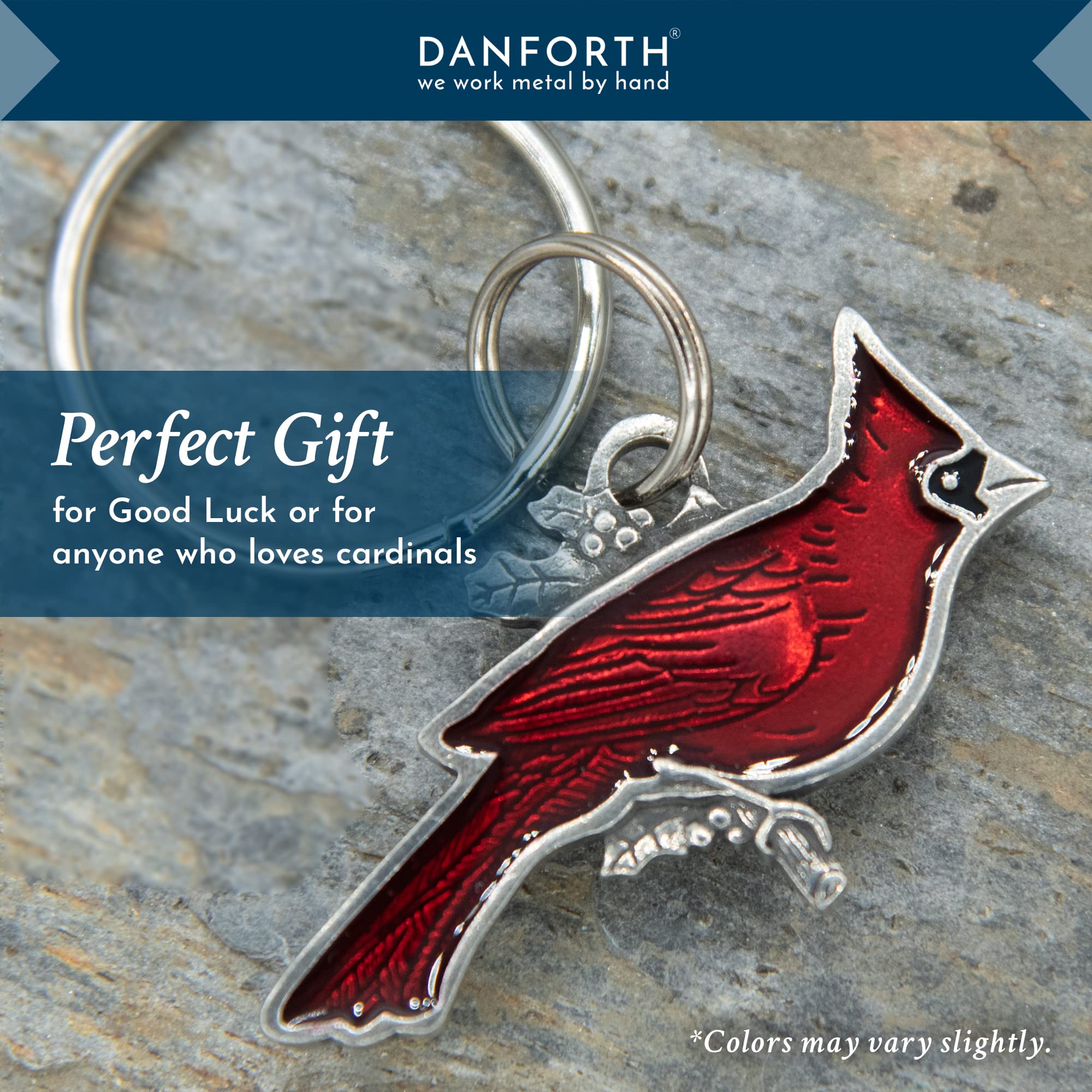 Handcrafted Pewter Red Cardinal Keychain - Winter Bird Keyring, 2” x 1.5” - Made in USA - Perfect Gift for Bird Lovers & Nature Enthusiasts