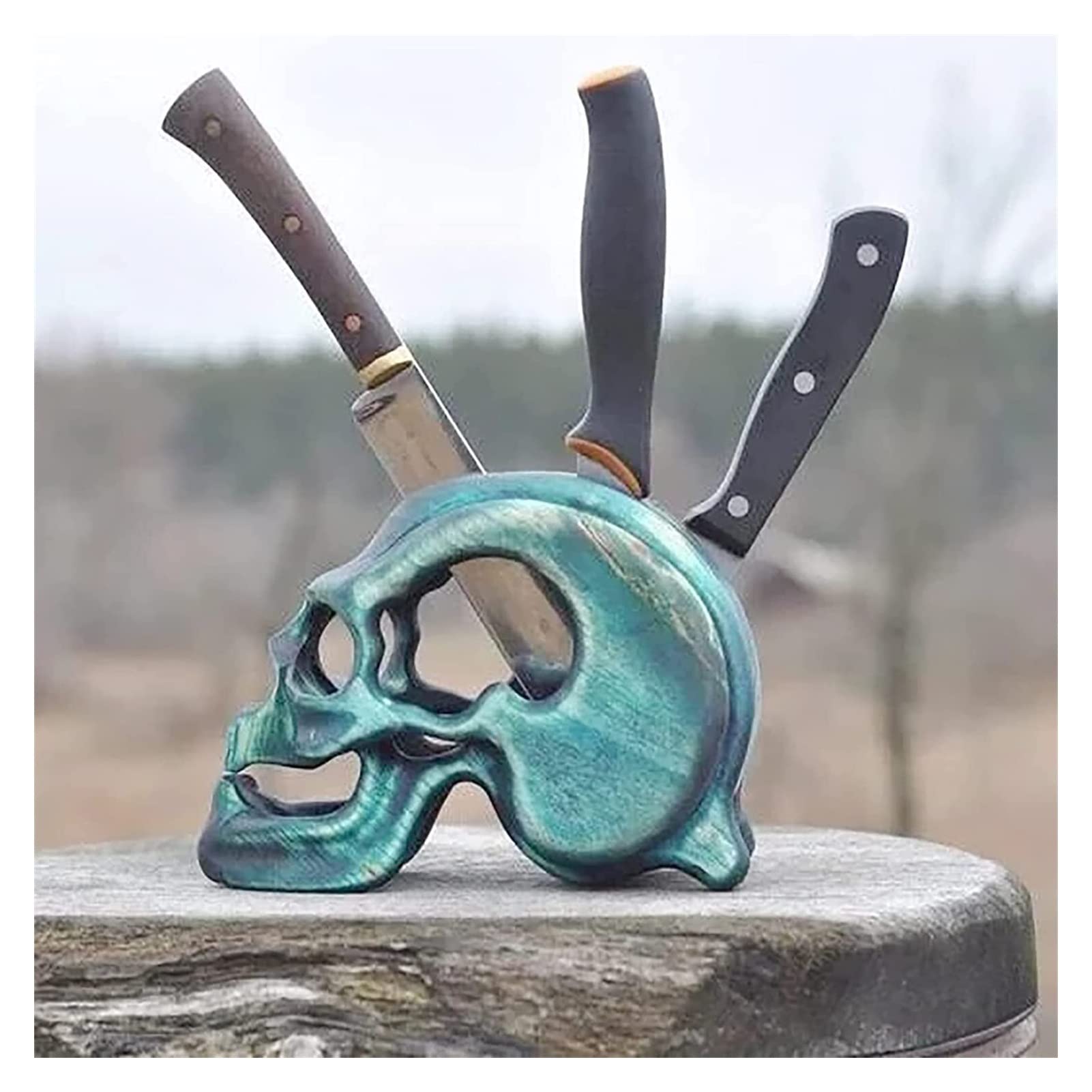 Creepy Skull Knife Holder - Unique Kitchen Knife Storage Rack for Home Organization | Decorative Cutlery Organizer & Perfect Gift for Horror Fans | Ideal for Halloween, Gothic Kitchen Decor & Horror-Themed Parties