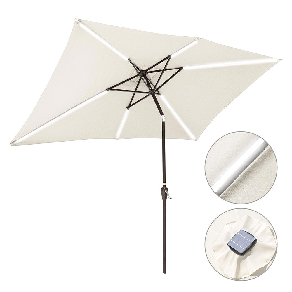 TheLAShop 10x6.5 ft Rectangular Patio Umbrella with LED Lights - Tilt Adjustable Outdoor Cantilever Umbrella for Pool, Deck, Backyard, and Garden (6 Ribs)