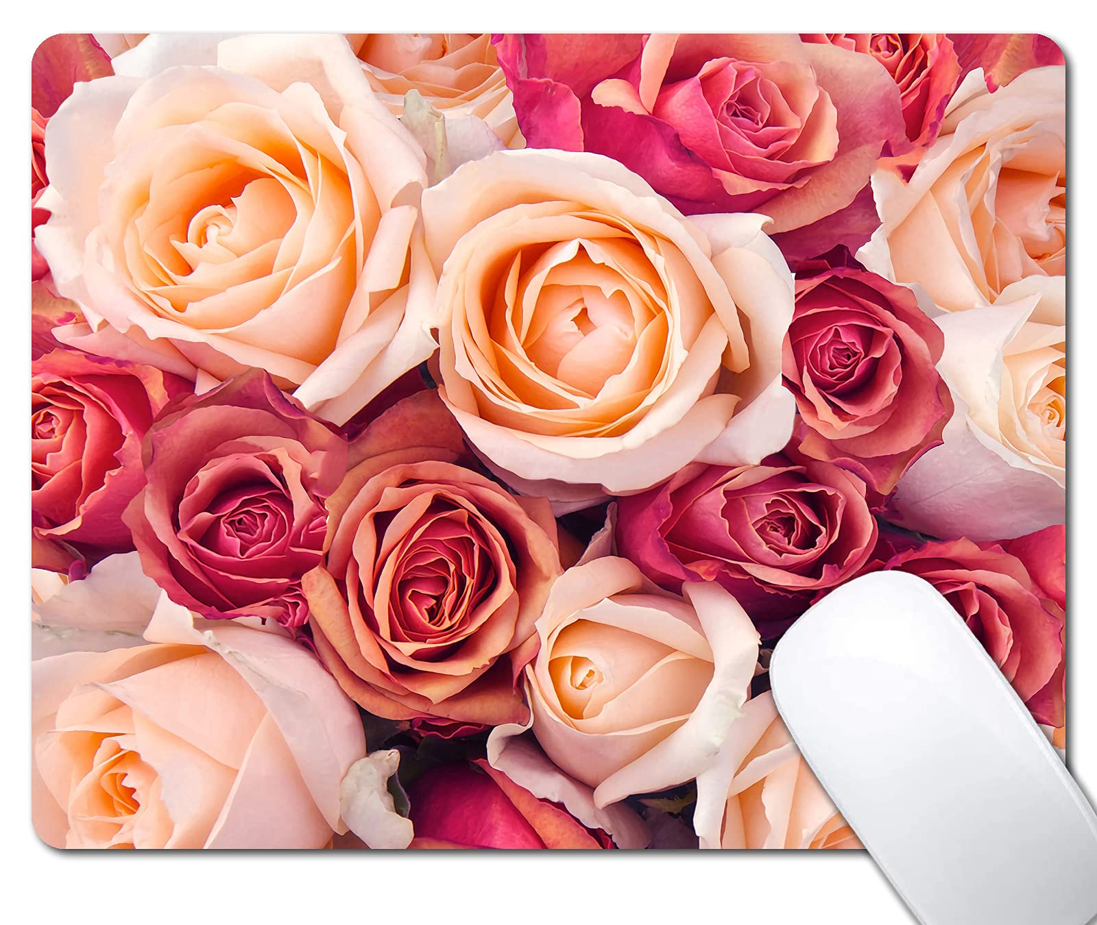 Blooming Roses Mouse Pad - Beautiful Floral Design, Non-Slip Rubber Base Wireless Mouse Pad for Laptop & PC - Perfect for Office, Gaming & Home Workspace Decor