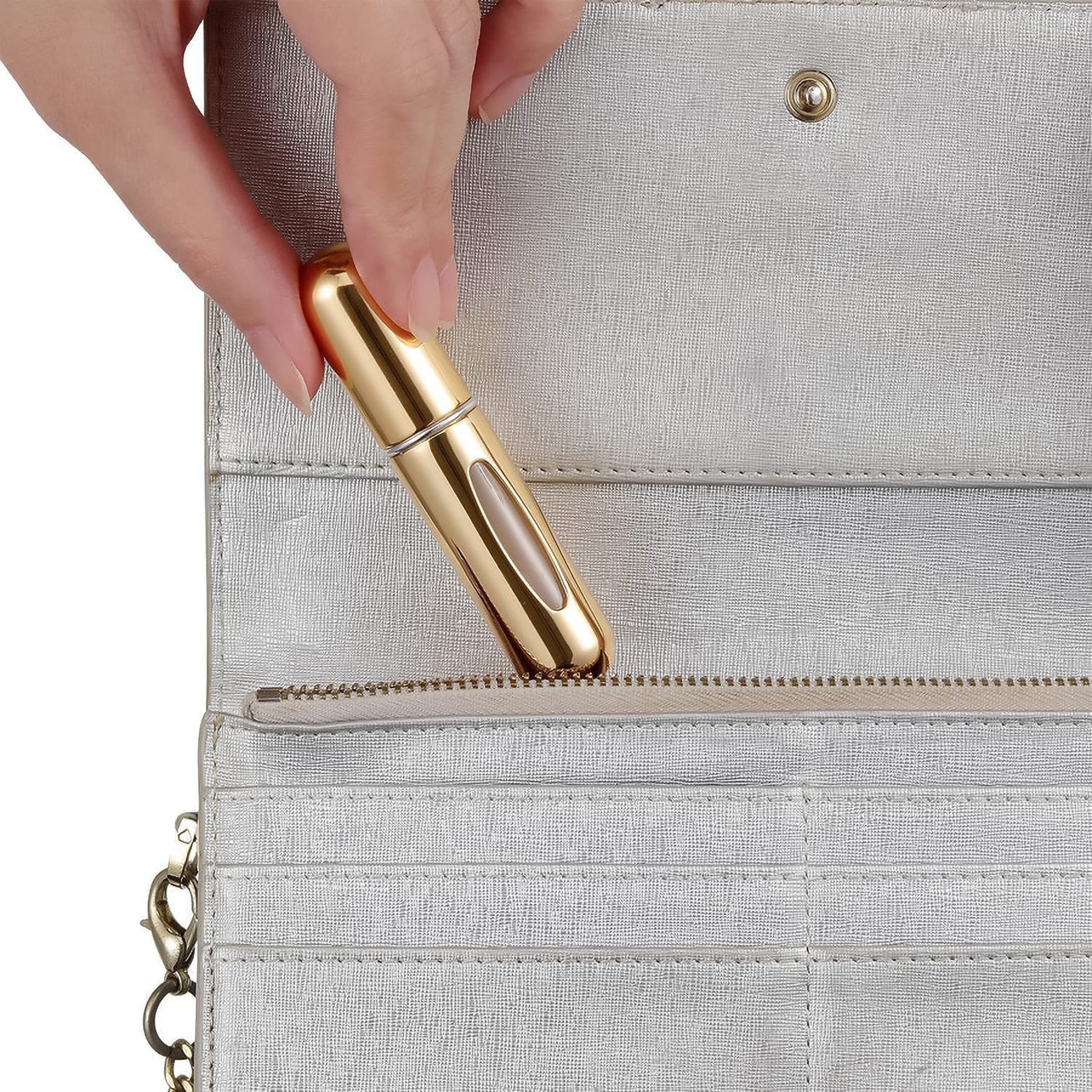 MEETO Mini Travel Perfume Atomizer - Pocket Sized Refillable Aluminum Perfume Spray Bottle with Pump | Perfect for Gym, Travel, Purse & On-The-Go Fragrance Touch Ups