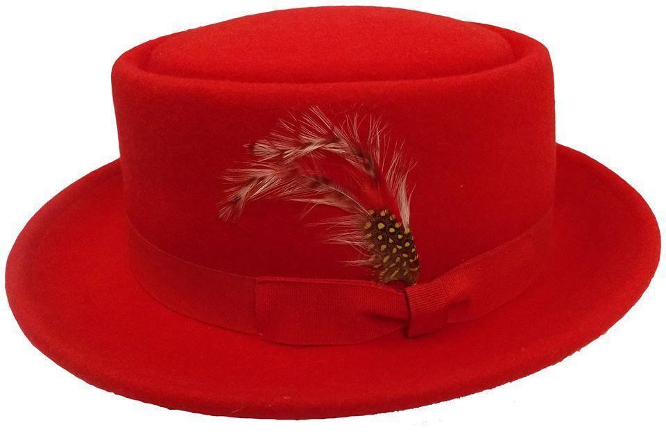 Stylish Red Pork Pie Hat for Men & Women - Vintage Retro Fedora Hat with Wide Brim - Perfect for Jazz, Casual Outfits, and Outdoor Events